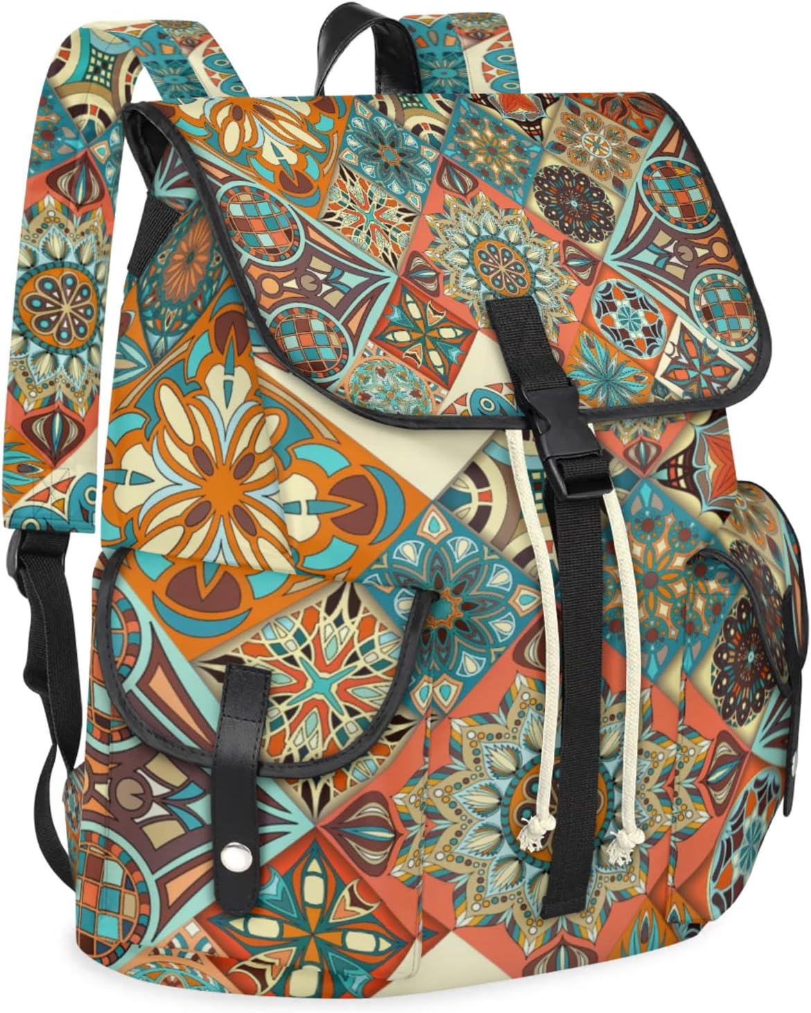 Honeybaby Vintage Waterproof Laptop Backpack for Men/Women Travel Essentials Backpack Expandable Carry On Bag with Anti-Theft Compartment Fits 15" Notebook Vintage Boho