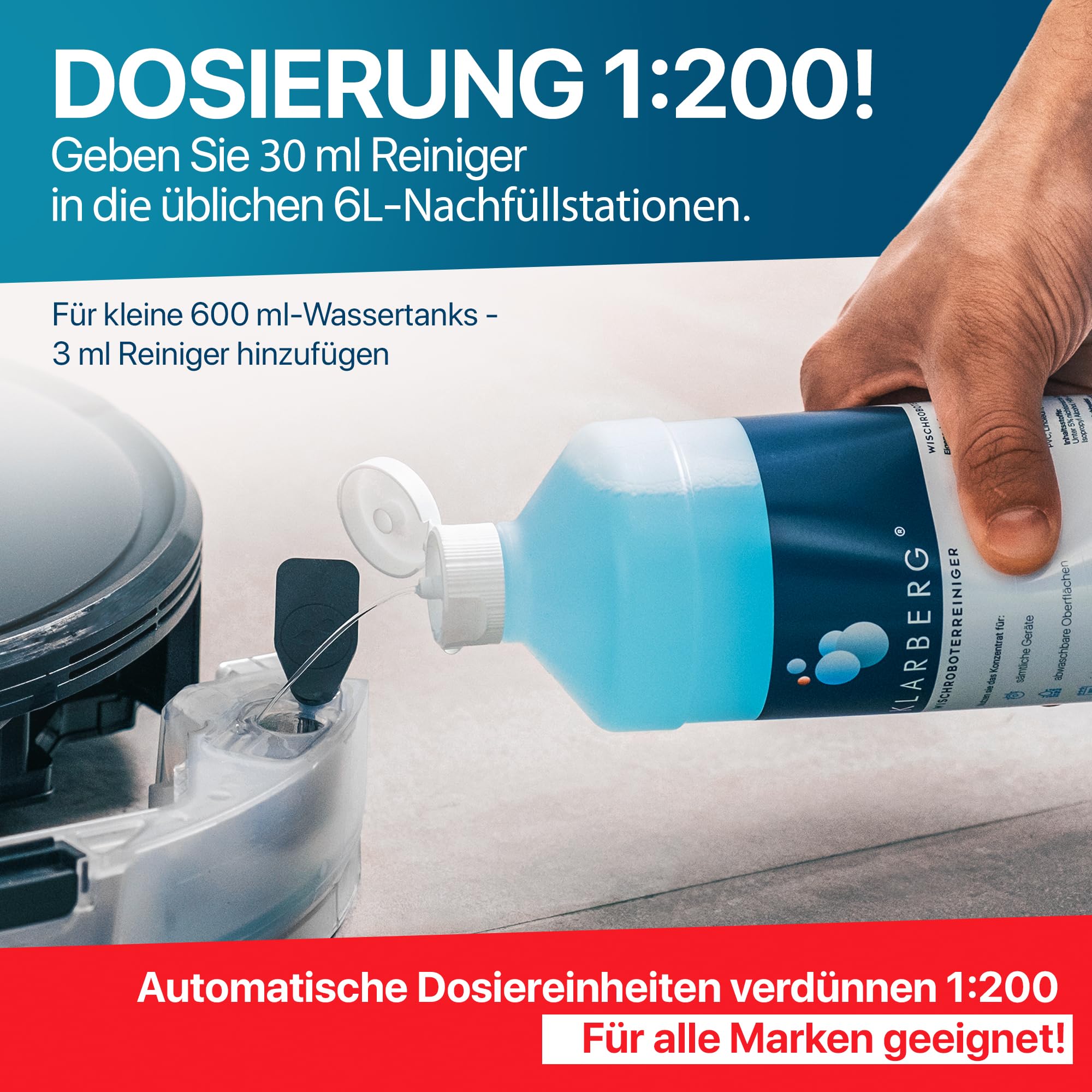 KLARBERG Detergente concentrato per robot lavapavimenti, 2 l
