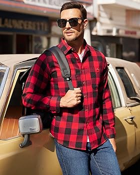 Amazon.com: J.VER Men's Flannel Shirts Long Sleeve Casual