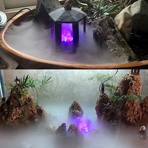 Miniatura 6 de AGPtEK Aluminum Mist Maker Water Fountain Pond Fogger Air Humidifier Atomizer Mini Fog Machine with 12 Color Changing LED Lights