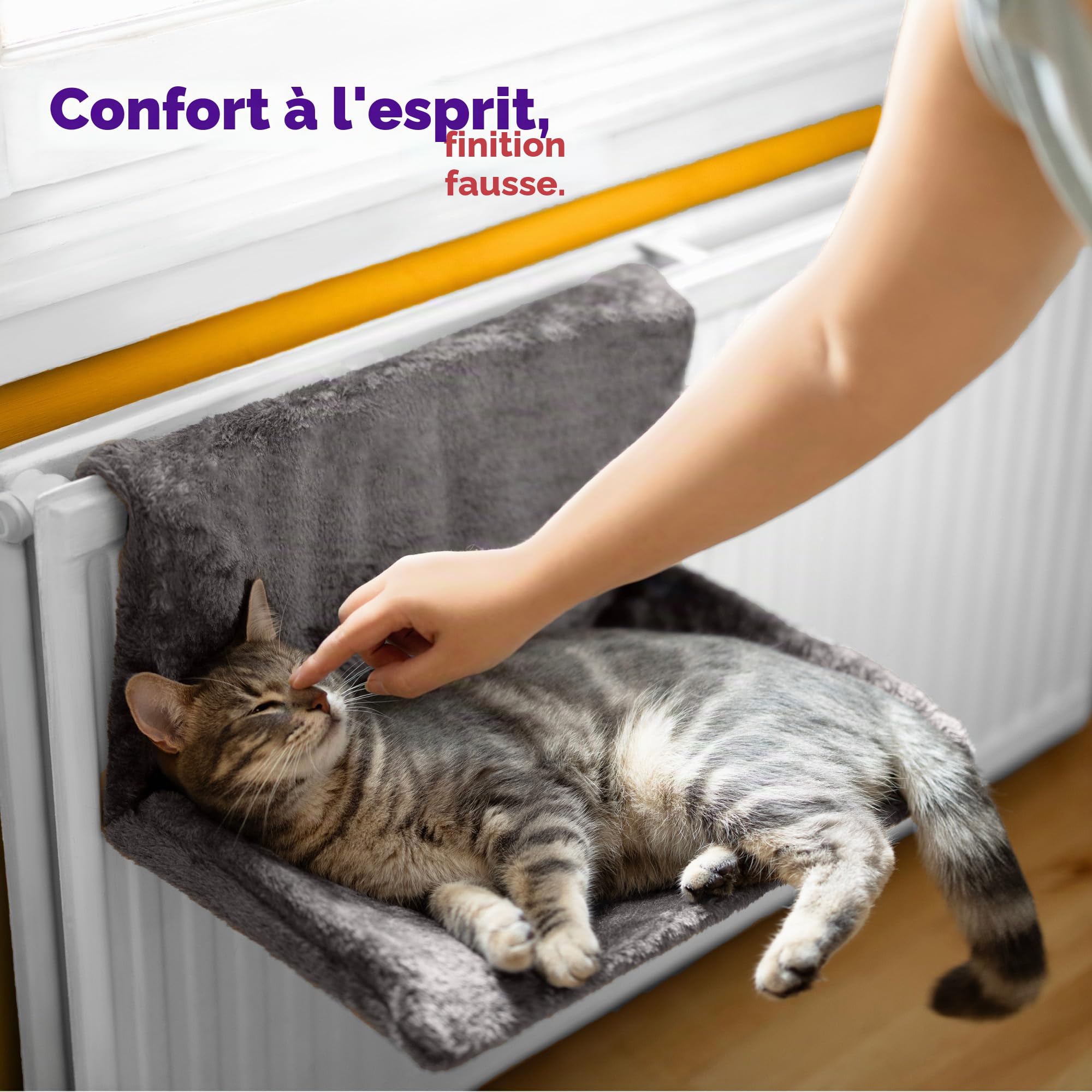 Petlicity® Lit de radiateur à suspendre pour chat et chien, chaud et confortable . Solide et durable. Avec housse lavable en machine et châssis pliable pour un rangement facile
