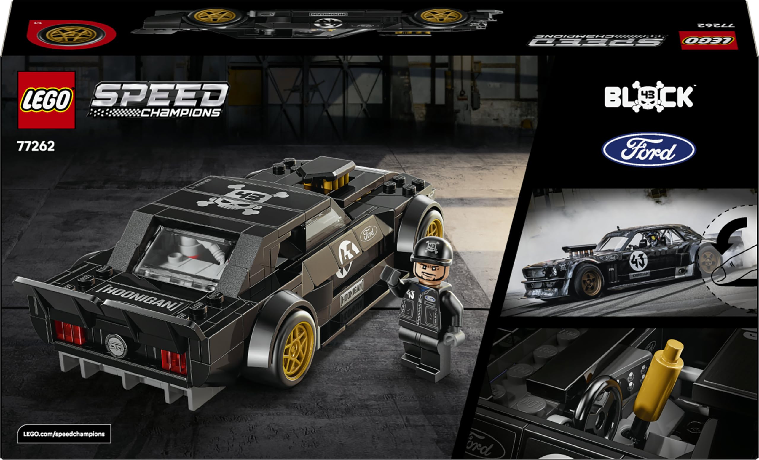 LEGO Speed Champions Ford Mustang ‘65 Hoonicorn V1 di Ken Block Macchina Giocattolo - Kit Modellismo con Minifigure da Collezione - Decorazione Cameretta - Regalo STEM per Bambini da 9 Anni - 77262