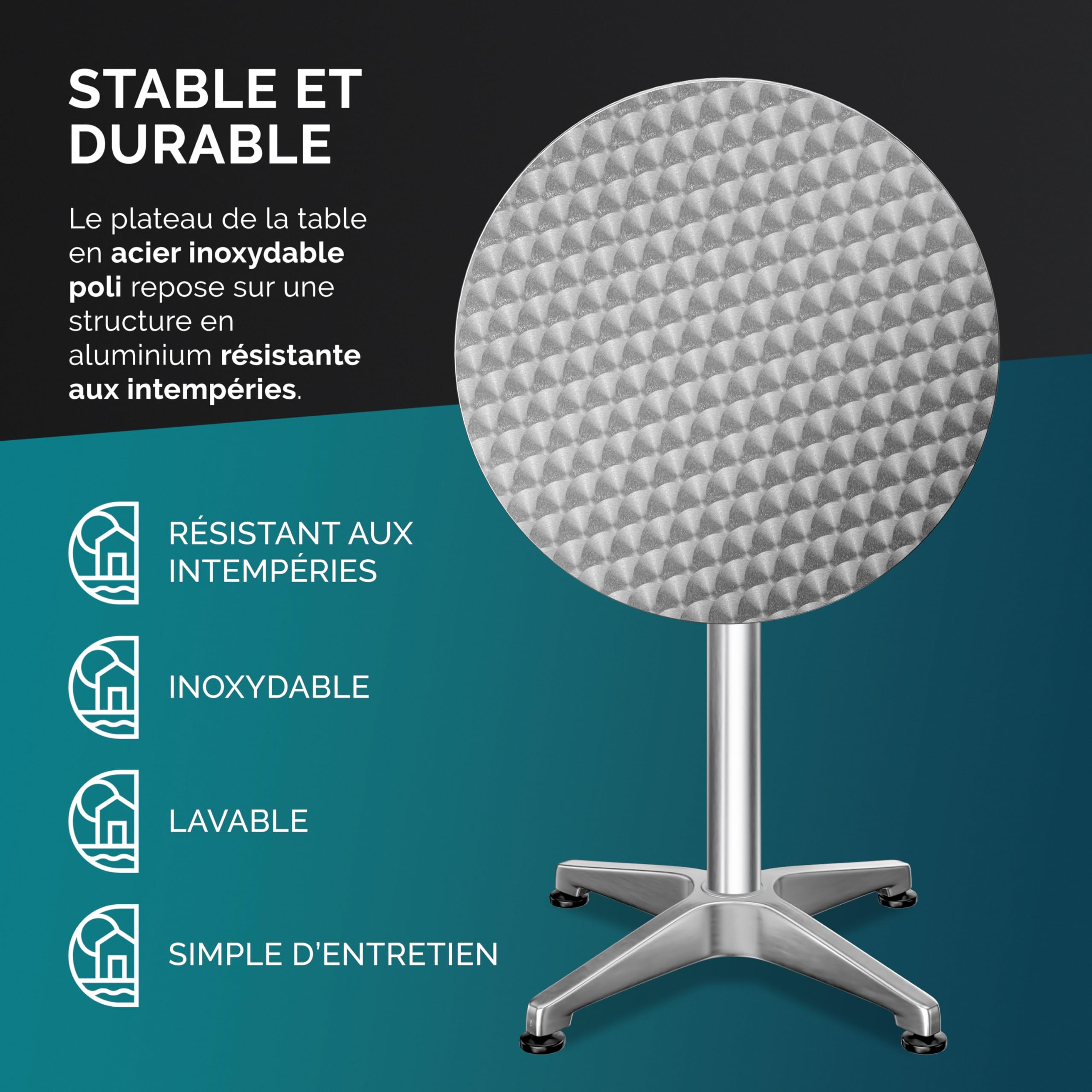 Casaria® Table Basse Pliante Intérieur Extérieur - Set de 2 Tables à Manger Rondes - Hauteur Ajustable 70-115 cm - Plateau Pliable - Ilot Cuisine, Meuble Bar, Mange Debout, Table de Jardin
