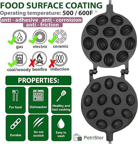 Miniatura 2 de Fabricante de moldes para galletas de nuez 12 antiadherente - Fabricante de moldes Oreshki - Moldes para galletas de nuez -  ruso - Fabricante de