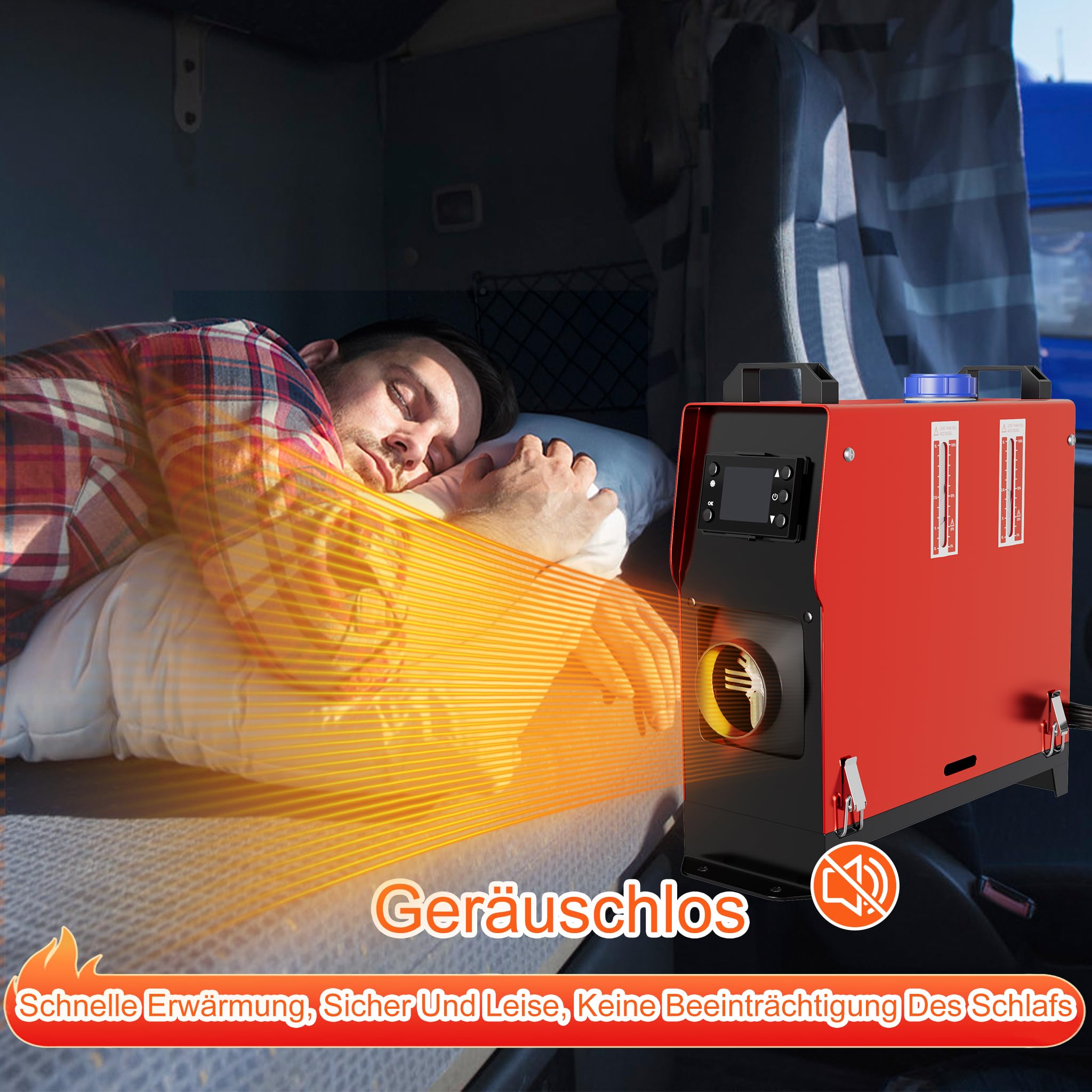 Aufun 8KW Calentador de Aire Diésel, 12 V Calefacción Estacionaria Diésel con Control Remoto, Interruptor LCD para automóvil RV Barco Camión Autocaravana Autobús (Rojo)
