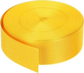 sourcing map Correa plana de nailon de 2 pulgadas y 25 yardas, correa de polipropileno amarillo maíz para mochila, portaequipajes, escalada al aire libre, manualidades