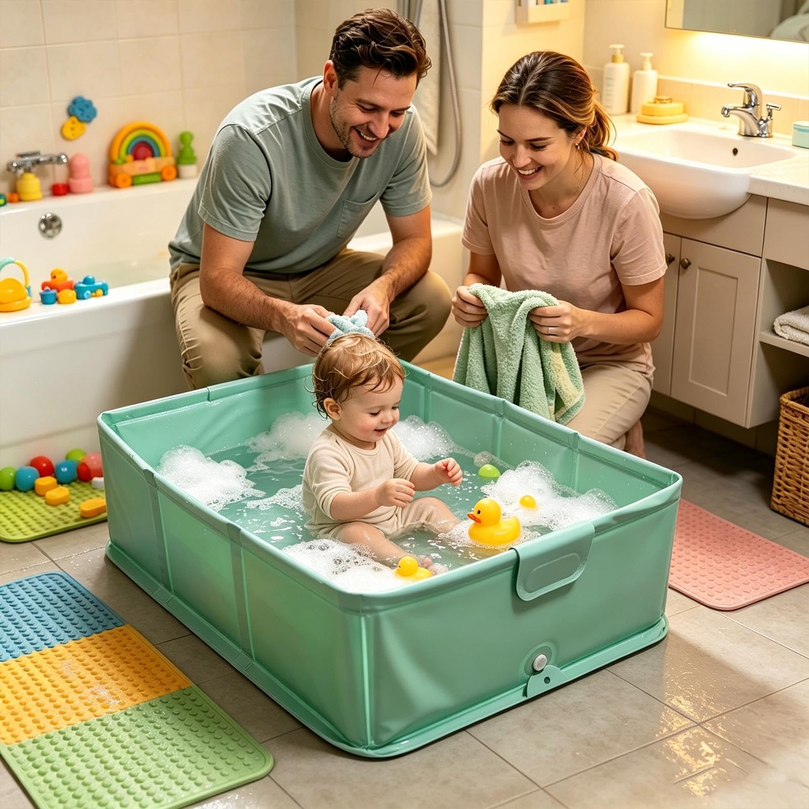 Genérico Piscina Plegable para Perro Piscina Gato Portátil Antideslizante