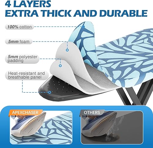 Miniatura 4 de APEXCHASER Tabla de planchar de tamaño completo, tablas de planchar y tabla de planchar ajustable en altura, tablas de planchar plegables tamaño