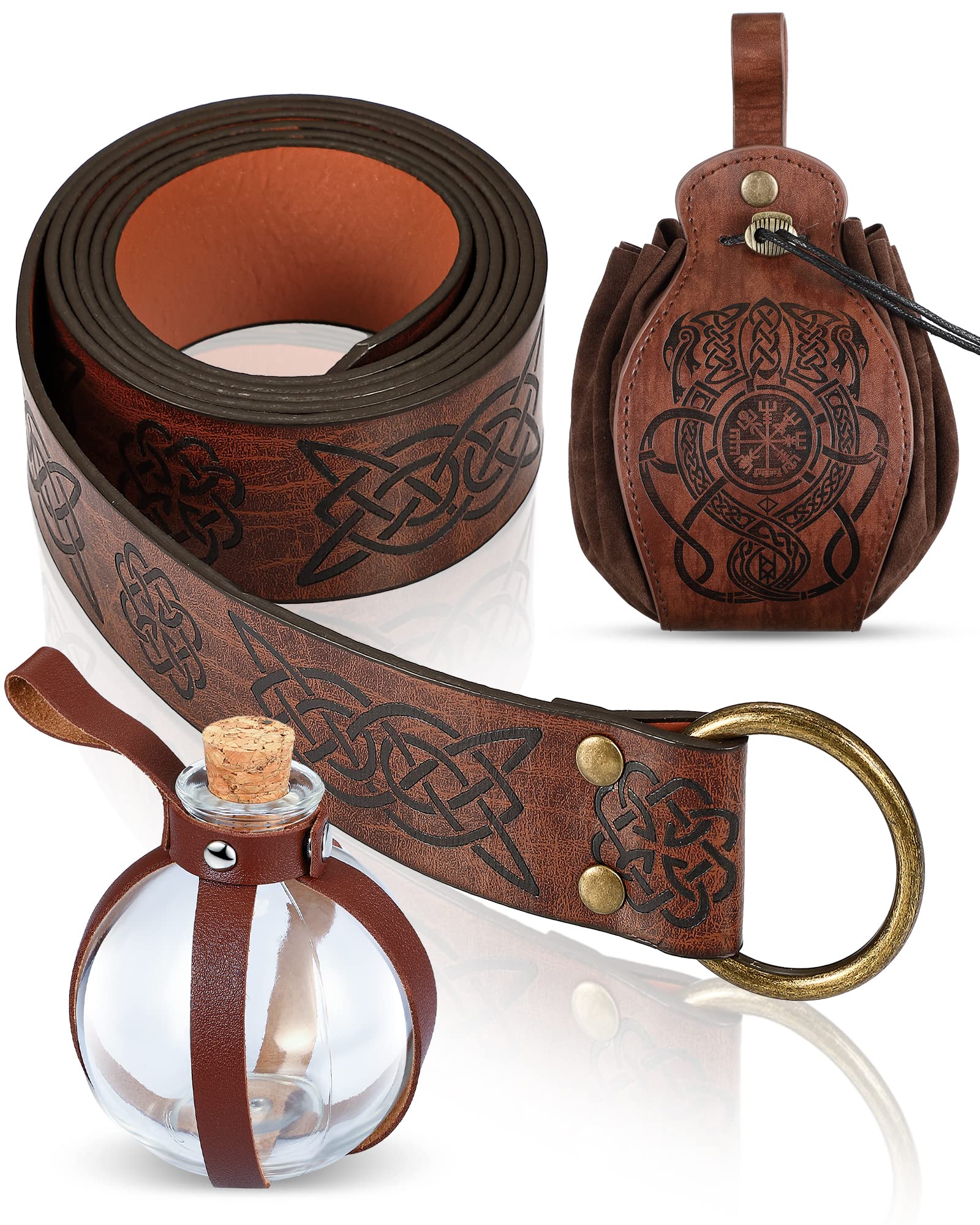LEIFIDE3 Pcs Medieval Belt Pouch Viking Belt Potion Bottles with Cork Renaissance Accessories Medieval Bag