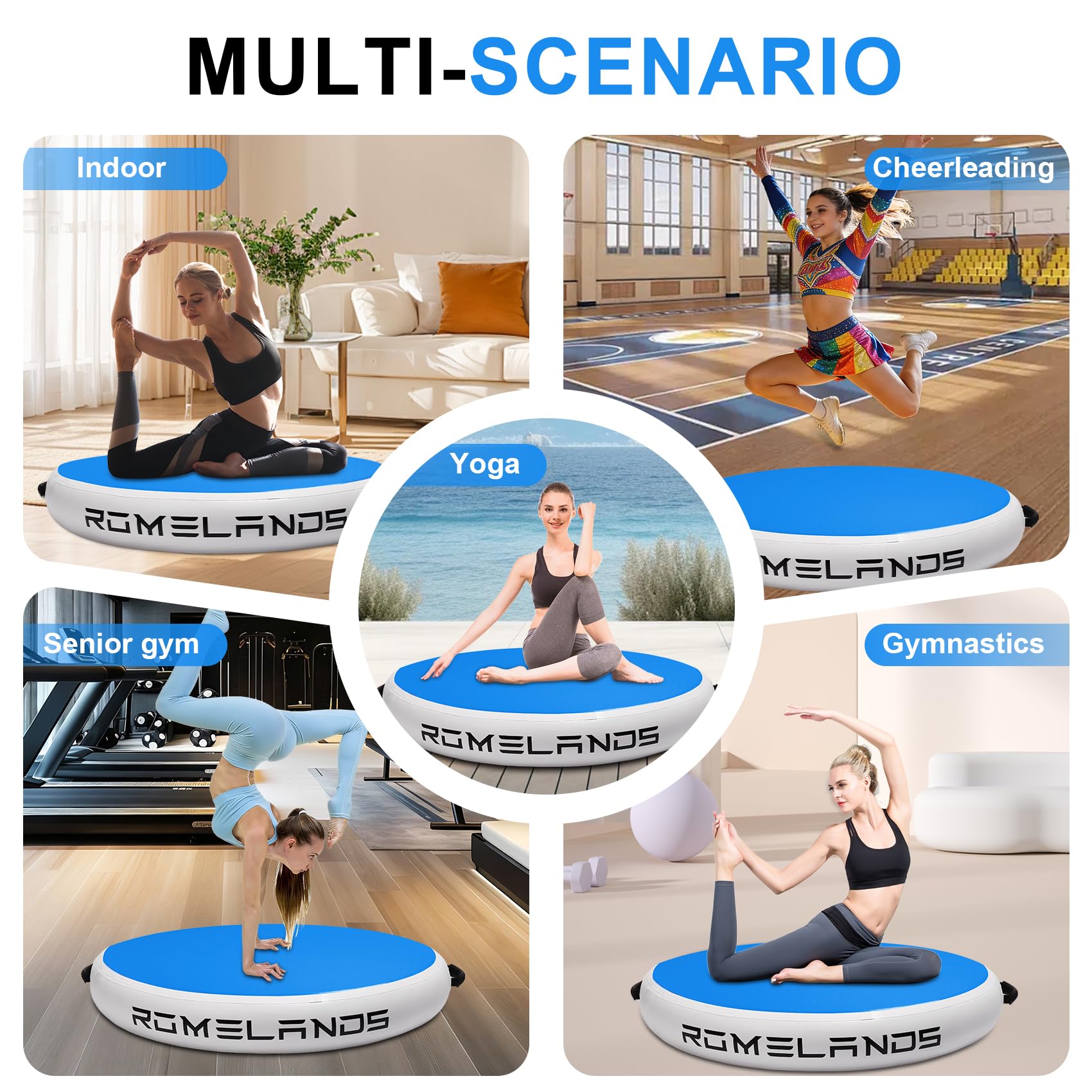 Airspot Air Matte Track, 100CM Aufblasbare Tumbling Matte Air Barrel, Rund Yoga Trainings Gymnastikmatte füR Zuhause Taumel Turnhalle Ausbildung Turnmatte Sportmatte