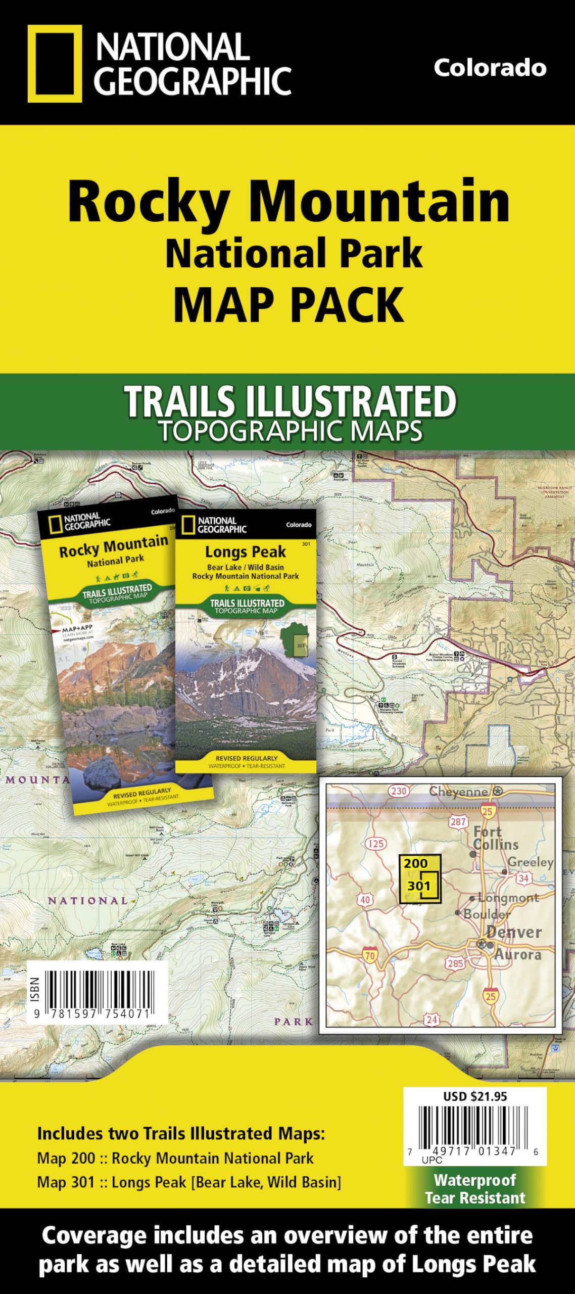 Rocky Mountain National Park Map Pack by National Geographic – Waterproof Topographic Trail Maps for Hiking, Camping & Backpacking – GPS-Compatible ... Set (National Geographic Trails Illustrated)
