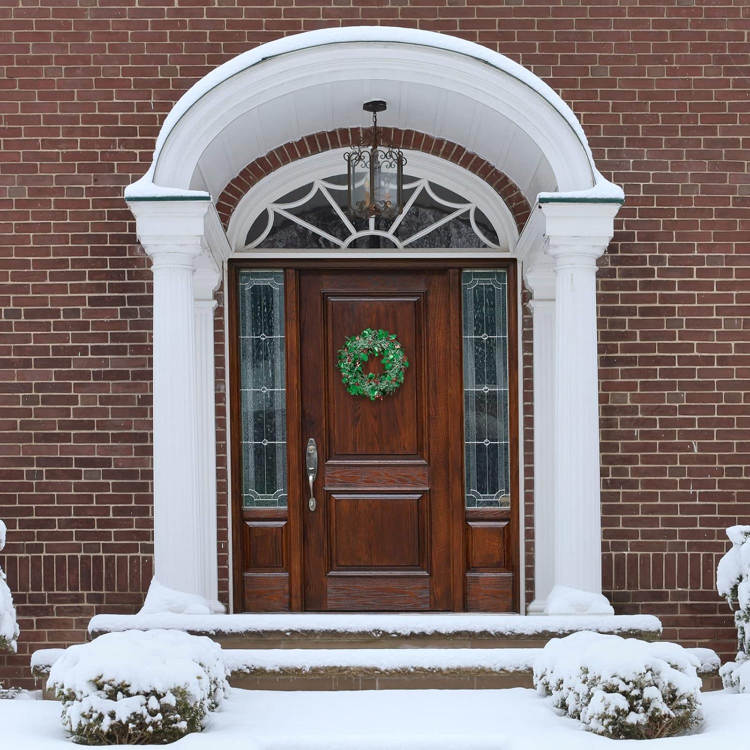 3 Pack Small Green Tinsel Front Door Wreath for Christmas, Holiday Decorations for Windows (12 x 12 Inches)