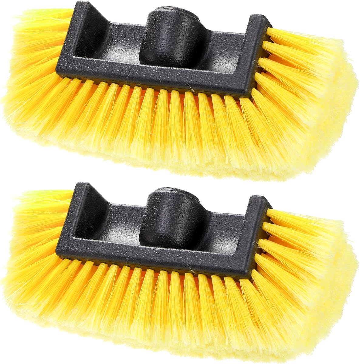 2 Pack Car Wash Brush Head, 10'' Car Wash Scrubber with Soft Bristle | Car Cleaning Brush Exterior Vehicle Wash Equipment Replacement for Auto RV Truck Boat Camper, Yellow