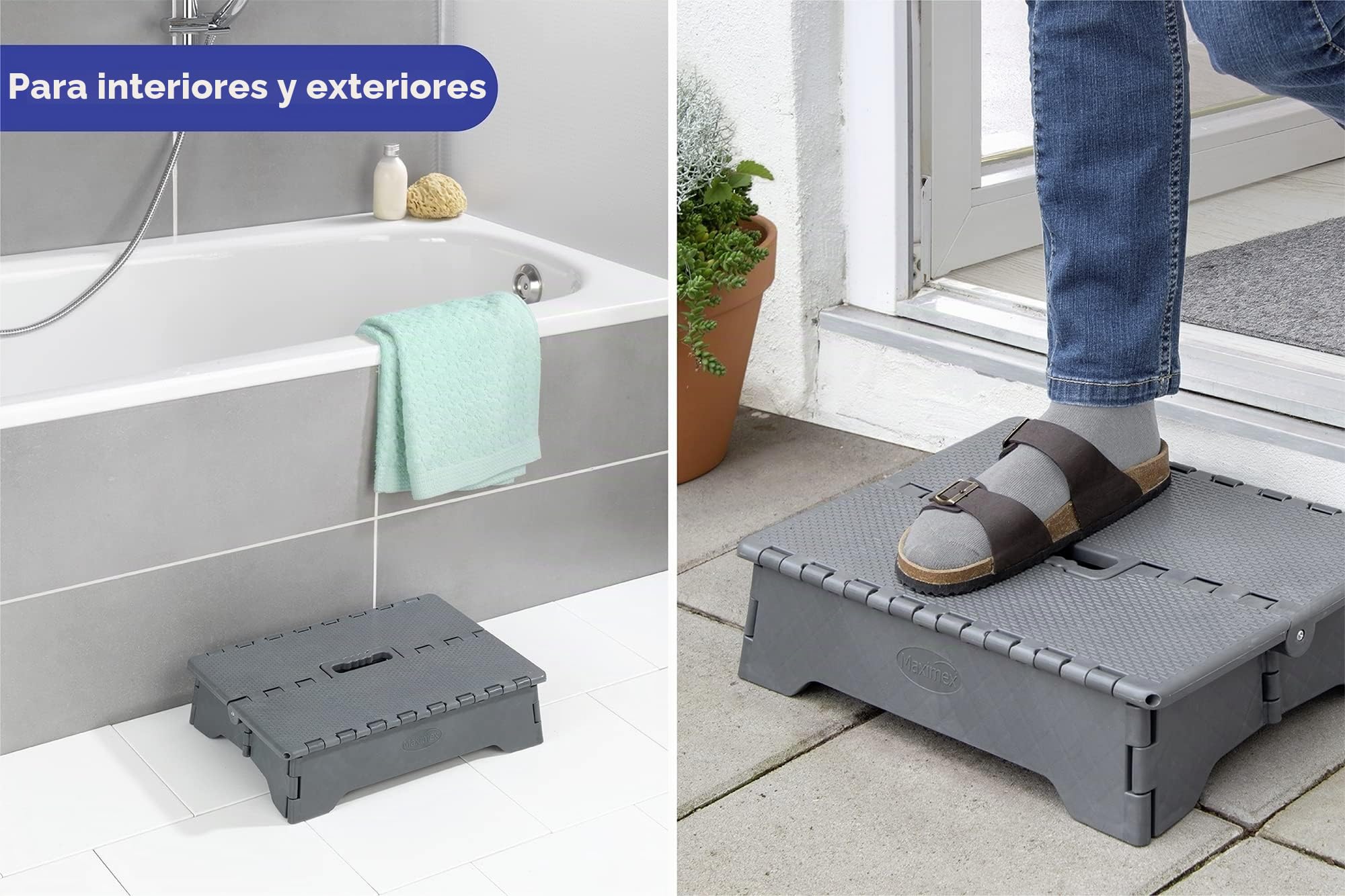 Maximex 89280500 Escalón Plegable de Alta Estabilidad, Gris/Negro