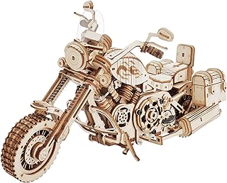Rowood 3D Puzzles for Adults, Model Car Kits, Wooden Model Kit for Adults to Build,DIY Motorcycle Mechanical Gears Building Set Toys for Boys, Christmas Birthday Gift
