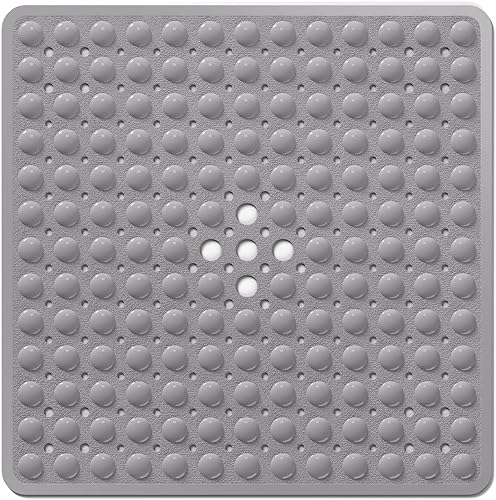 Proivory Tapete de ducha antideslizante de 21 x 21 pulgadas, tapete de baño antideslizante para ducha con ventosas y agujeros de drenaje, tapete de