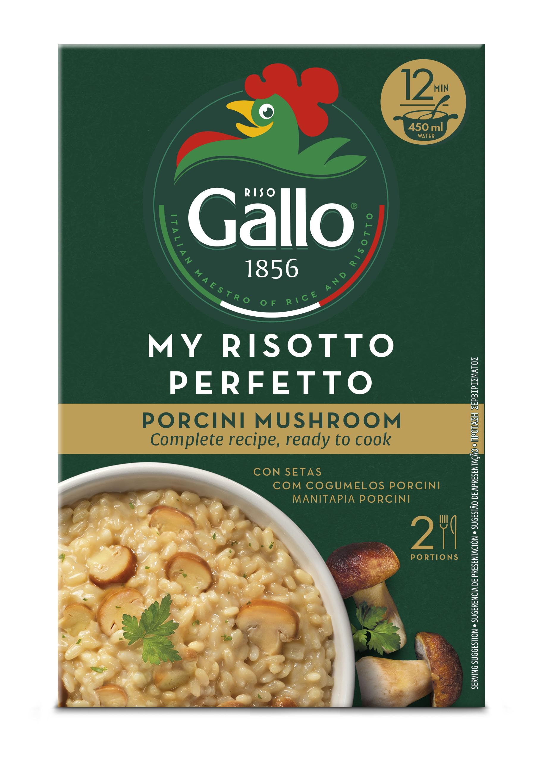 Riso Gallo My Risotto Perfetto Vegan Porcini Mushroom, Vegan, 175 g (Pack of 6)