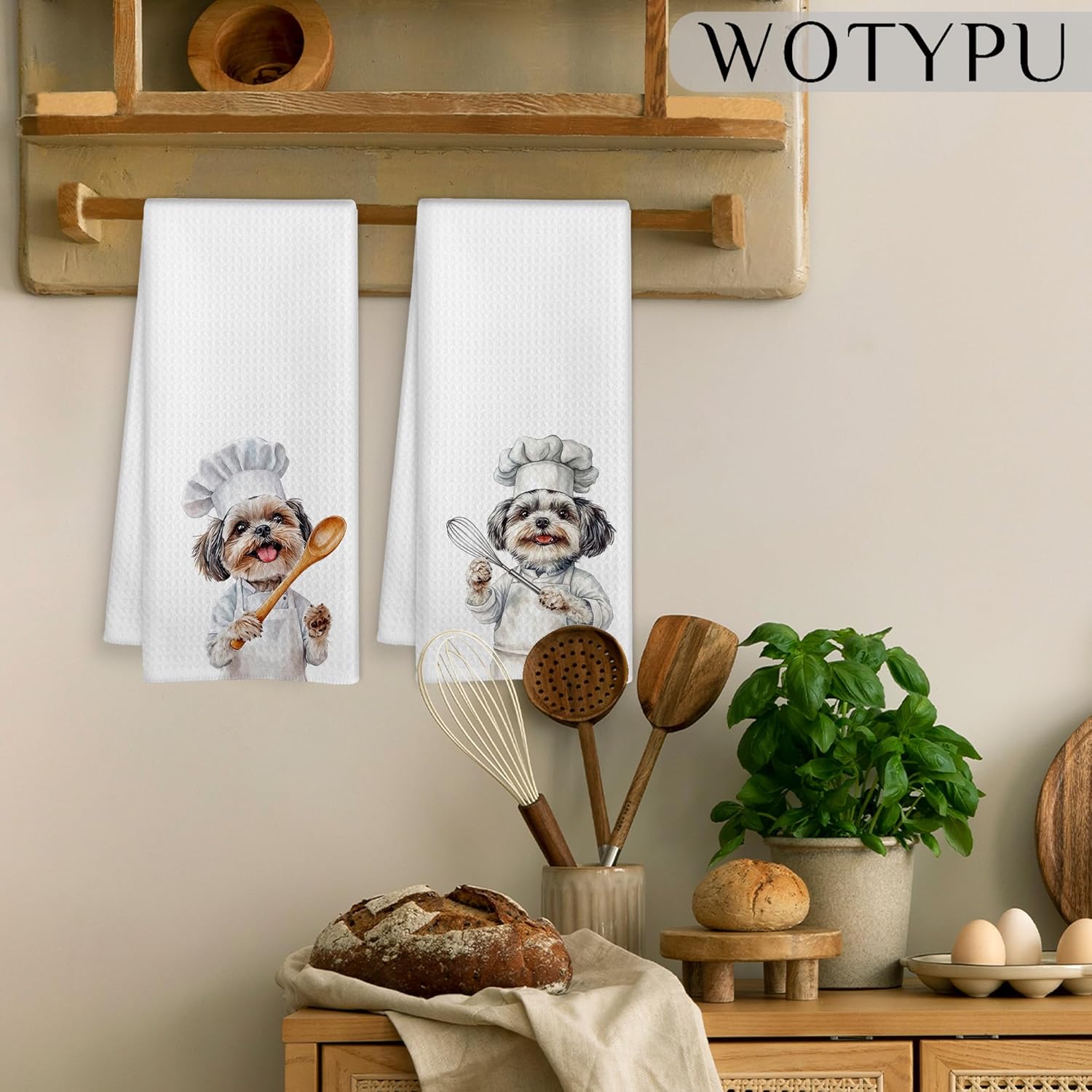 Funny Shih Tzu Chef Kitchen Towels, Shih Tzu Gifts for Women Men, Dog Lover Gifts Dish Tea Towels for Kitchen, Gift for Chef Decorative Hand Towel, 16x24 Inch Set of 2 - Image 4