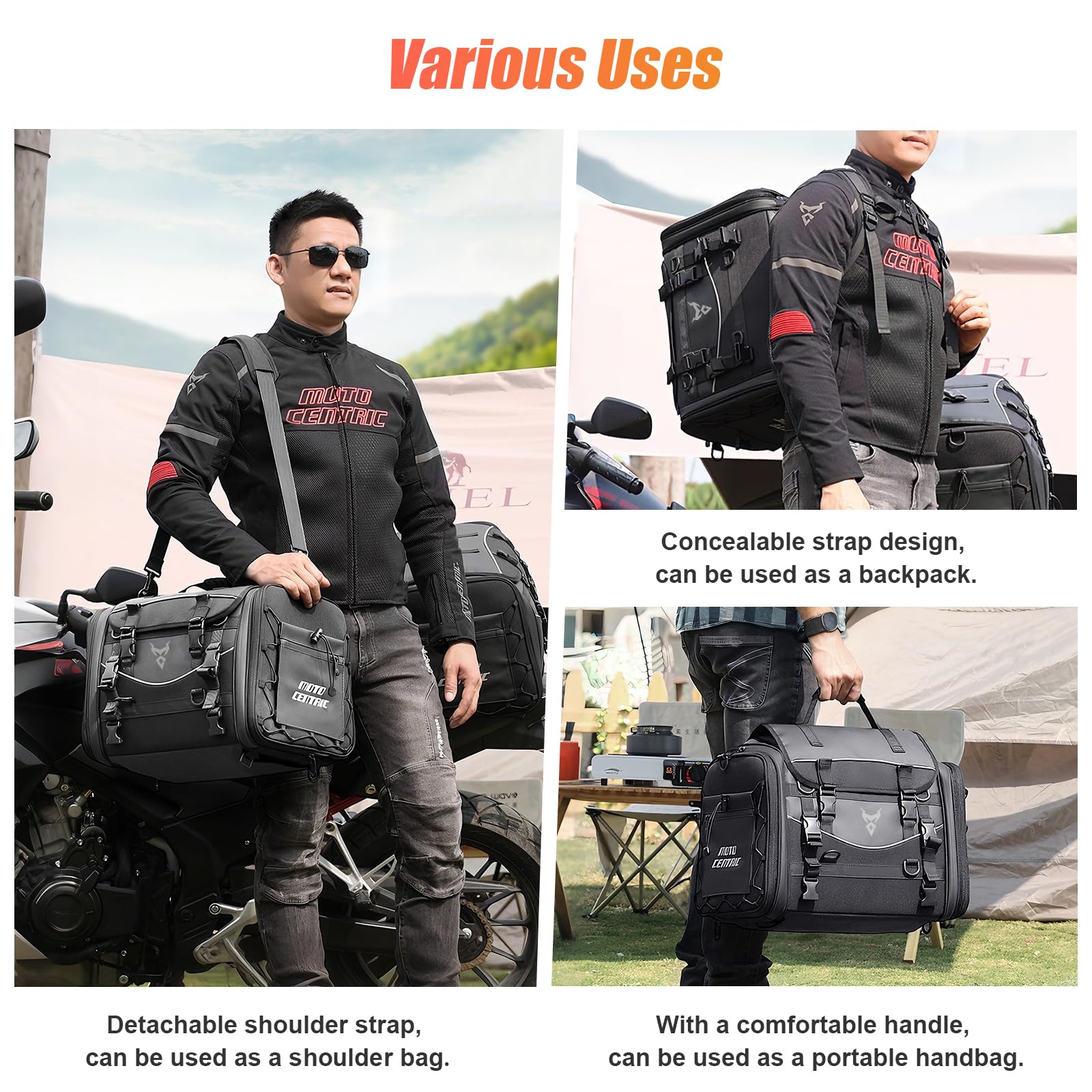 Motorrad Hecktasche Expandable 55-70L wasserdichte Faltbare Durable Multifunktionale Portable Motorrad Tasche Hard Große Kapazität Aufbewahrungstasche Grau L