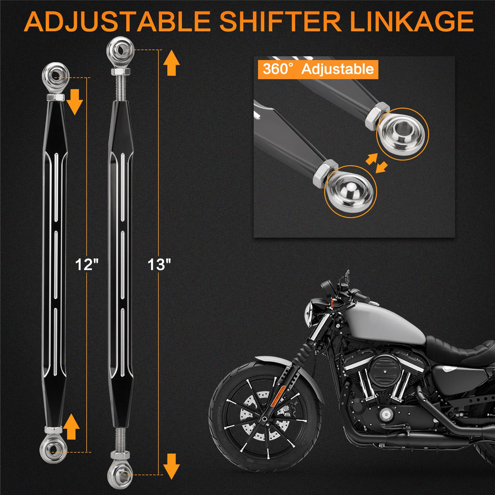 Motorrad Schaltgestänge Schalthebel Schwarz Kompatibel mit Harley Davidson Dyna Softail Touring Electra Glide Street Glide Road Glide Road King Tri Glide 1986-2024