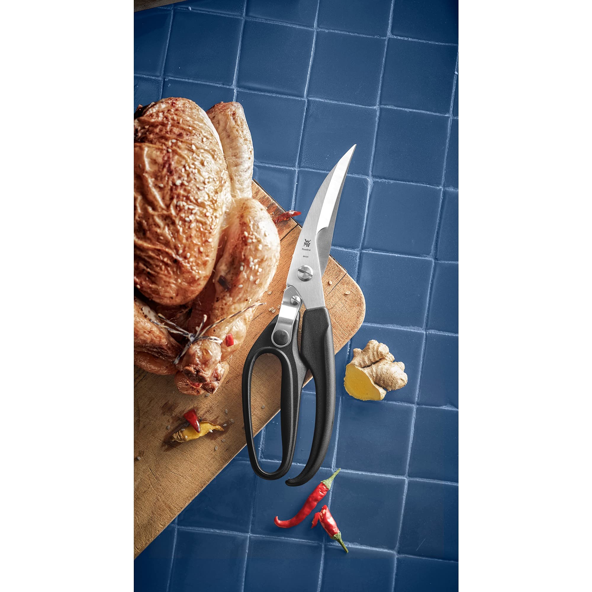 WMF Tijeras para aves de corral con trituradora de huesos de 24,5 cm, acero inoxidable Cromargan Cierre de seguridad, apto para lavavajillas