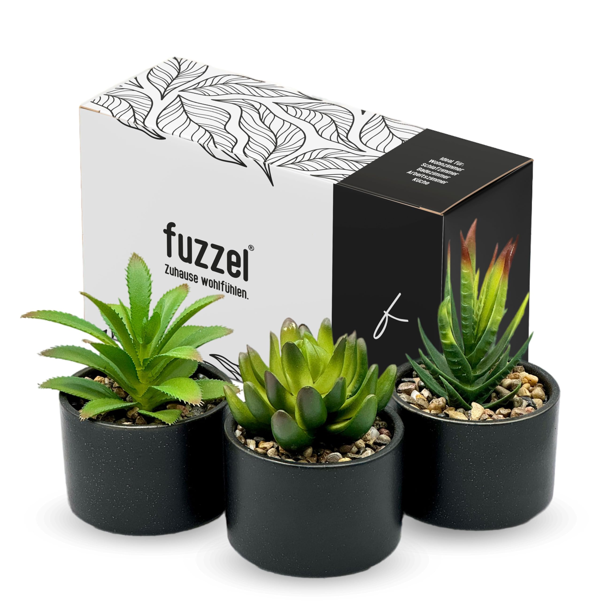 Amazon.de: fuzzel Kunstpflanzen 3 Stck Knstliche Pflanzen wie echt  Deko  Wohnzimmer Badezimmer Schlafzimmer Bro Schreibtisch  Dekoration Bad Kche   Sukkulenten klein und modern