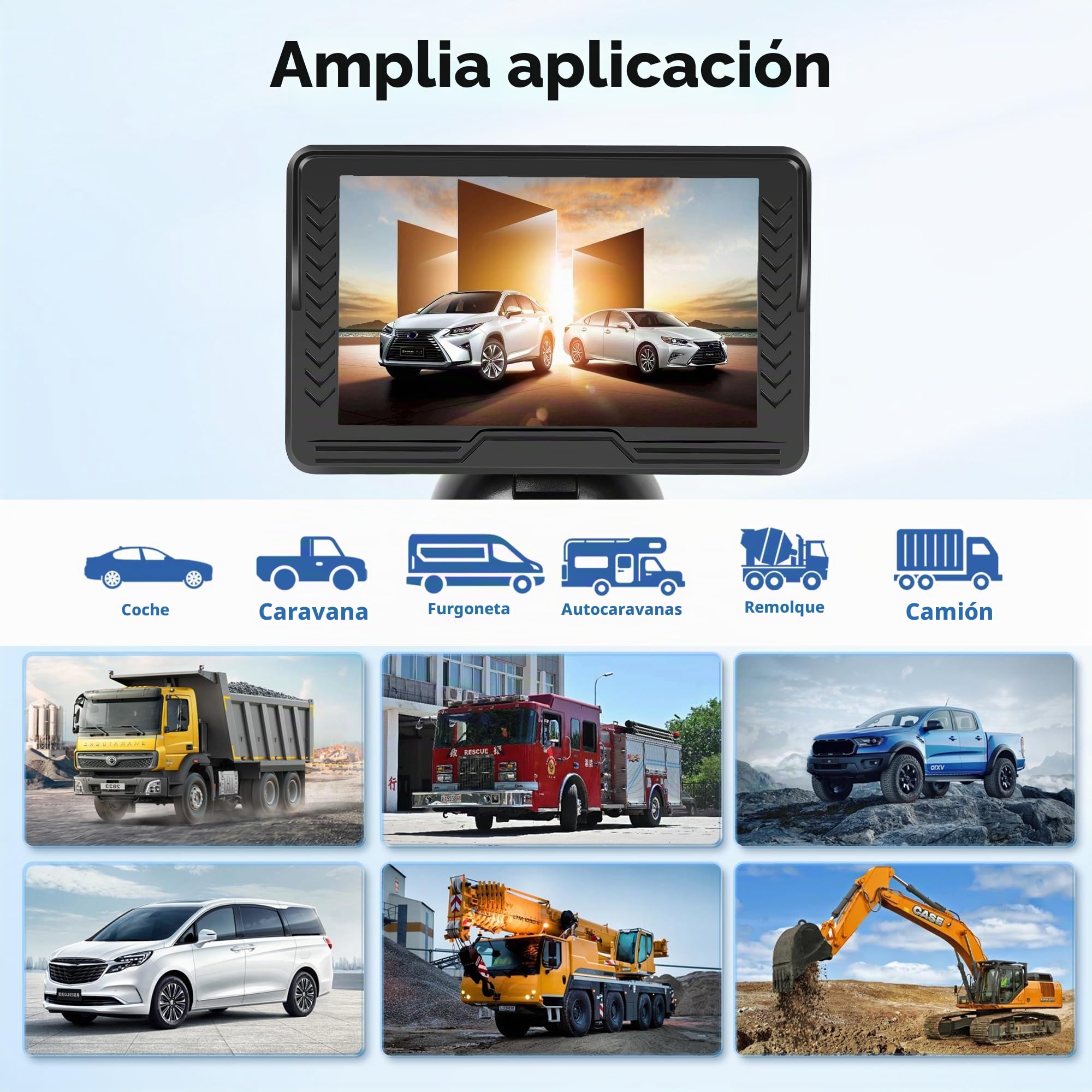 Rimoody Cámara de Visión Trasera Kit Digital Inalámbrica con 5 Pulgadas Monitor IPS, Resistente al Agua IP69, Visión Nocturna, Gran Angular para Coche Pequeño Camión Pequeño Camión Grande