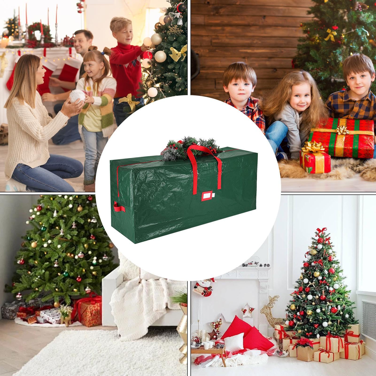 Lot de 2 sacs de rangement robustes pour sapin de Noël - Grand sac de | rangement pour arbres artificiels démontés jusqu'à 2,3 m - Poignées et fermeture éclair - Résistant aux déchirures -