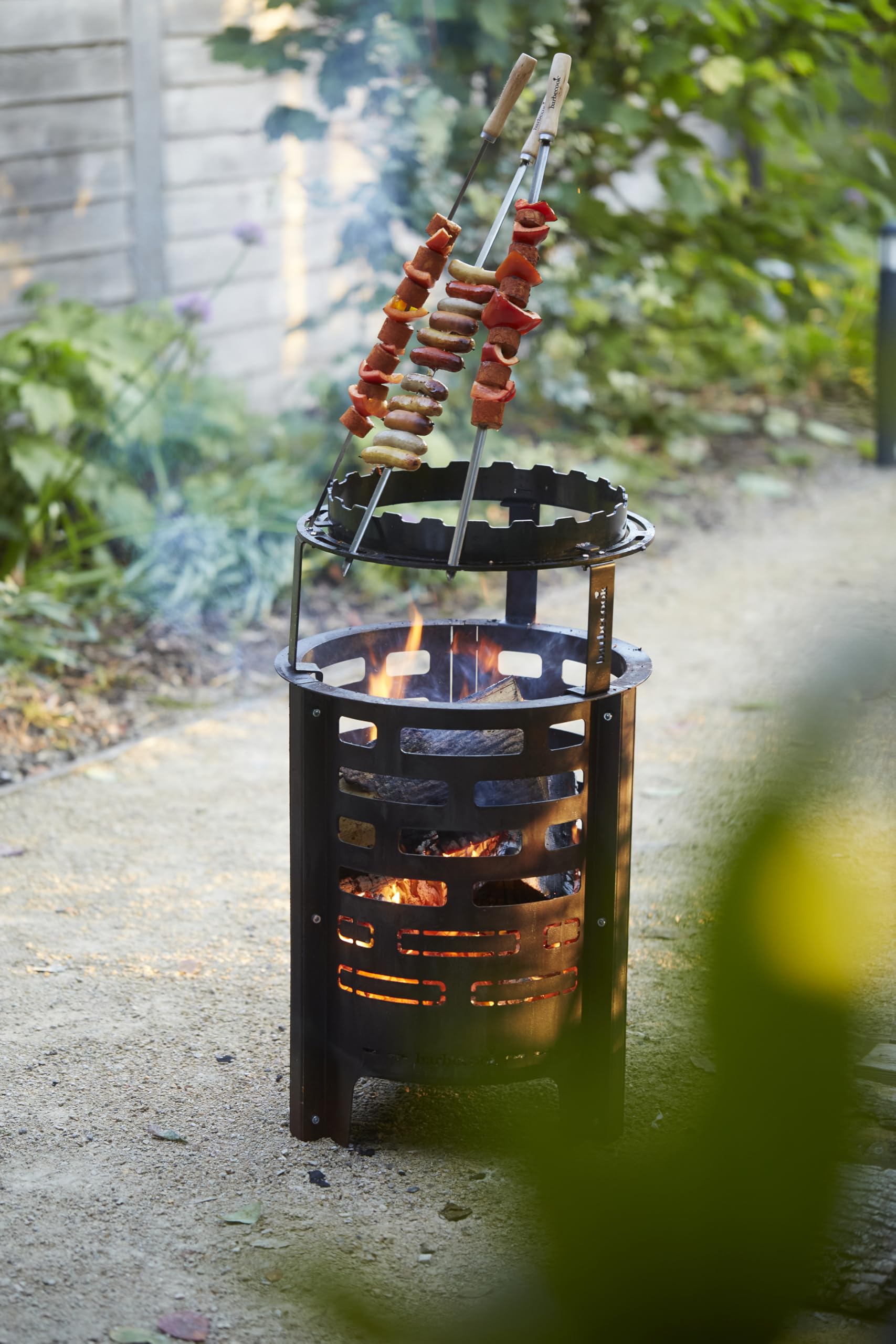 Barbecook Spiedini da barbecue riutilizzabili, set di 3 XL spiedini, accessori per barbecue in acciaio inox e legno, 65cm