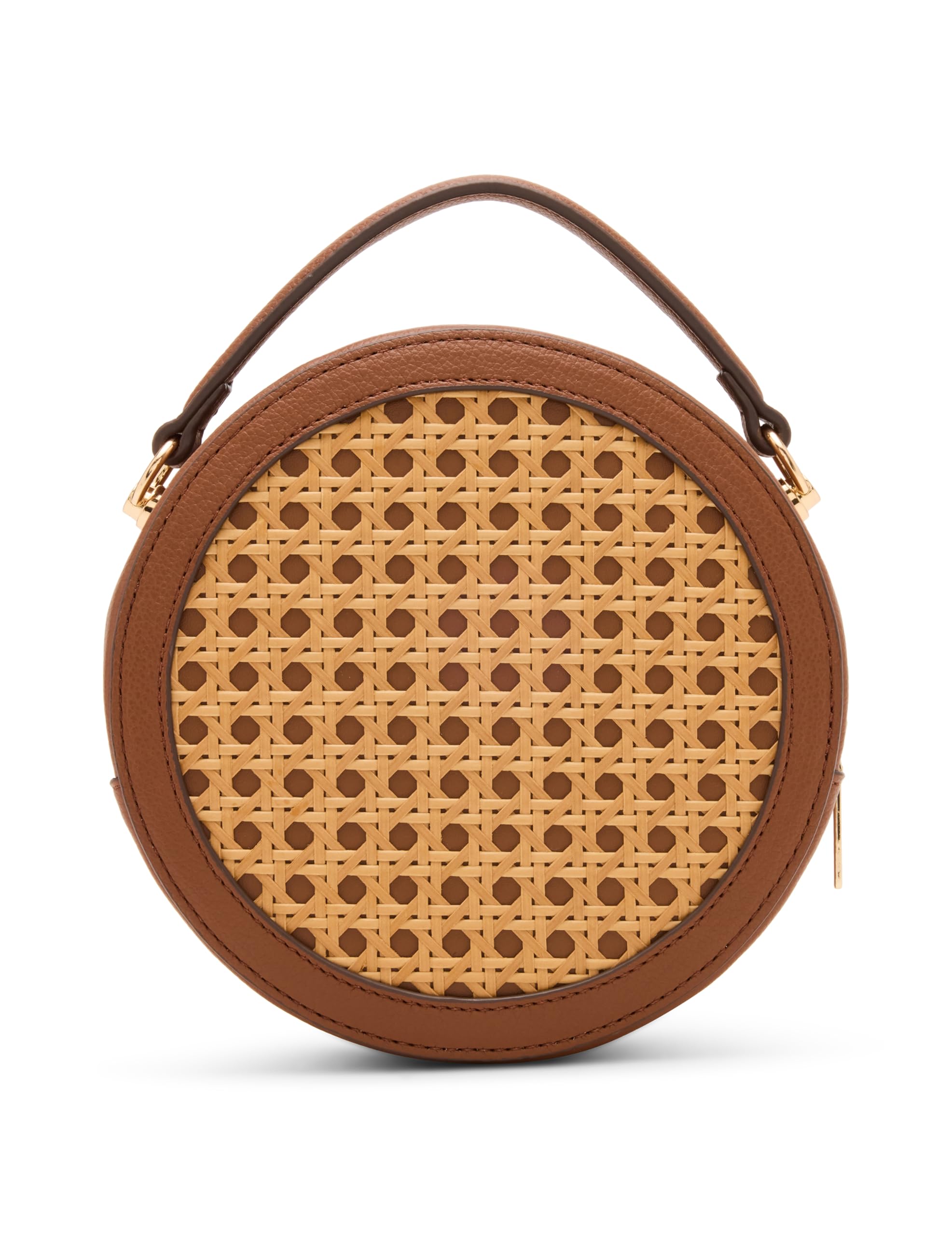 Anne Klein Womens Caning Circle Bag, Natural/Chestnut, Bandolera para Mujer, marrón, Small