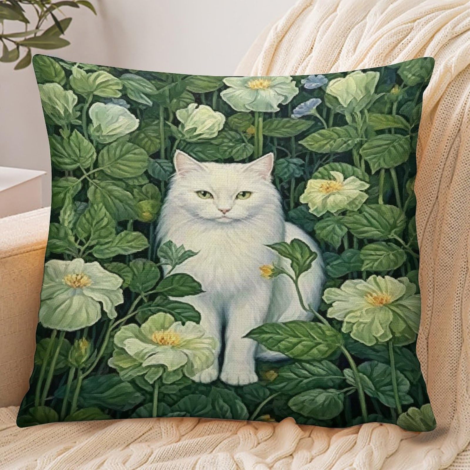 Fekiloot Style White Cat Pillowcase Pillow Sham Pillow Case