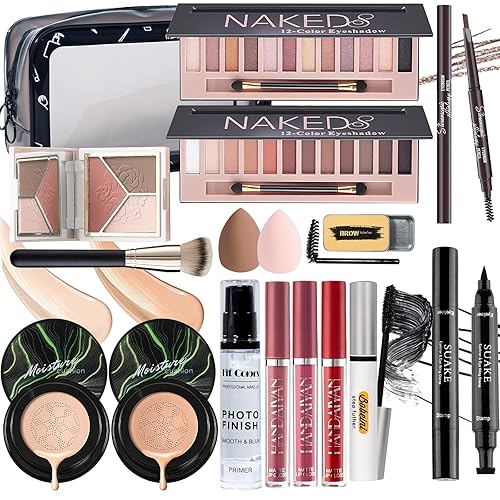 YBUETE Kit de maquillaje todo en uno para mujeres, kit completo, regalo de maquillaje para mujeres, adolescentes, niñas, sombra de ojos, crema CC,