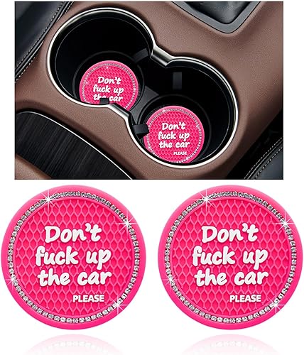 Miniatura 27 de Ziciner - 2 posavasos brillantes para auto, 2.75 pulgadas, antideslizante, inserción automática, tapete de cristal para mujeres y niñas, accesorio