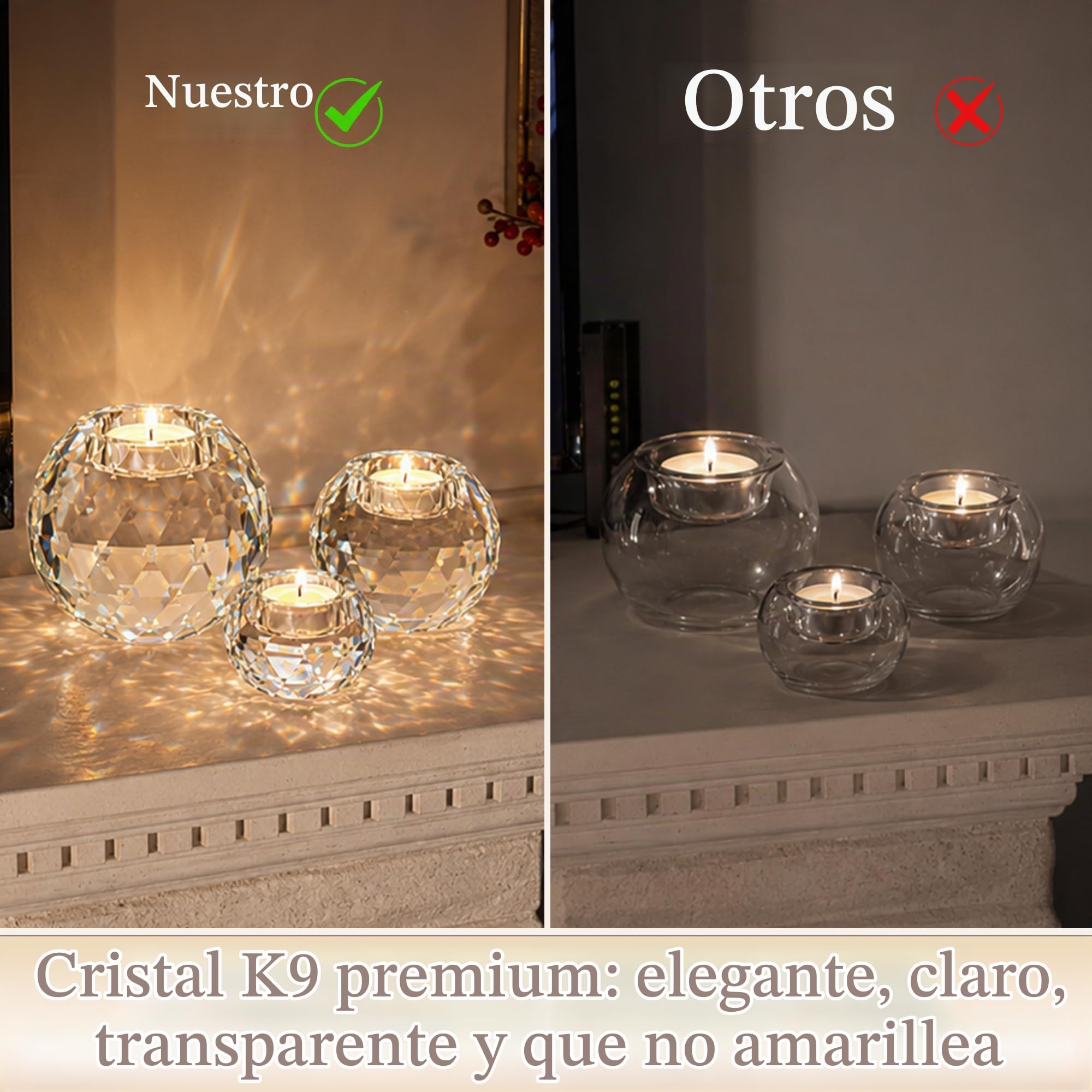 Sziqiqi Juego de 3 Candelabros de Bola de Cristal, Portavelas de Velas Pequeñas de Vidrio Transparente para Navidad Ceremonia Decoración del Hogar de Mesa Regalo de Inauguración