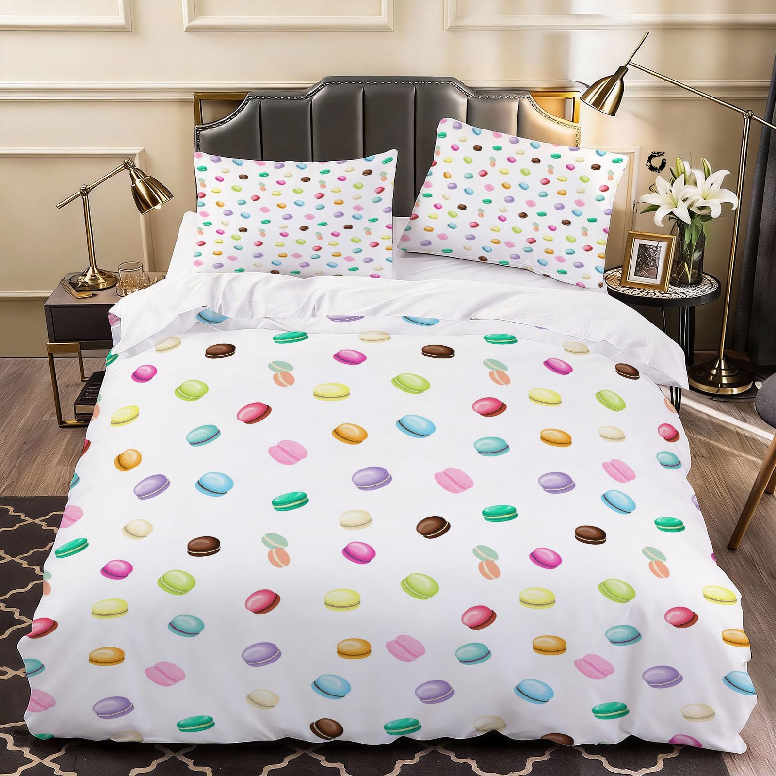 3D Hamburger Duvet Cover Cartoon Bedding Super King Bed Set, Soft Microfiber Comforter Cover Printed with Zipper Closure Quilt Coverr 260x220 cm and 2 Pillowcases