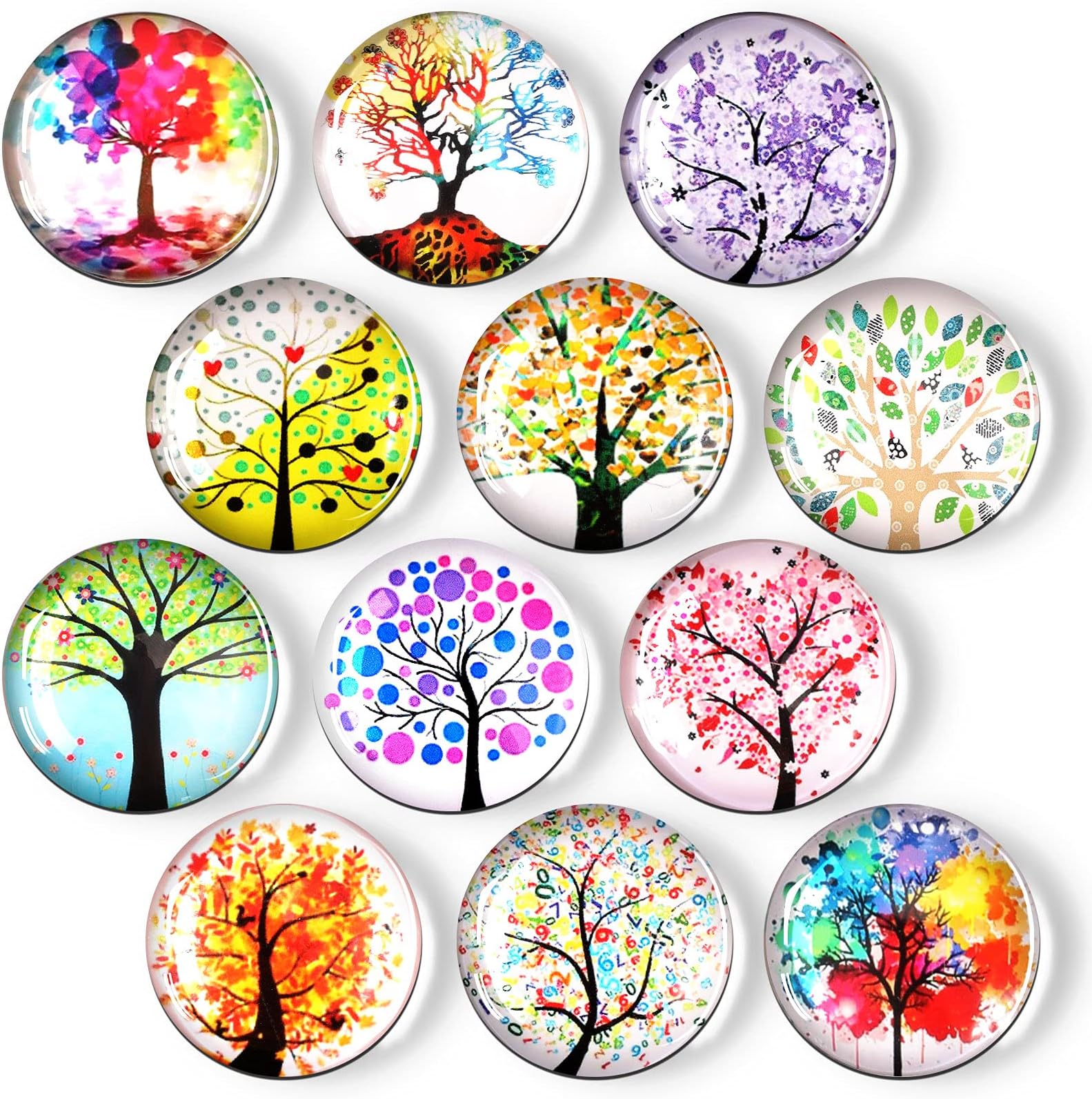 OOTSR 12PCS Decorative Refrigerator Magnets, Tree Of Life Fridge Magnets, Office Magnets Set, Refrigerator Magnets For Whiteboard, Map, Home Decoration, Arts Crafts, Classroom