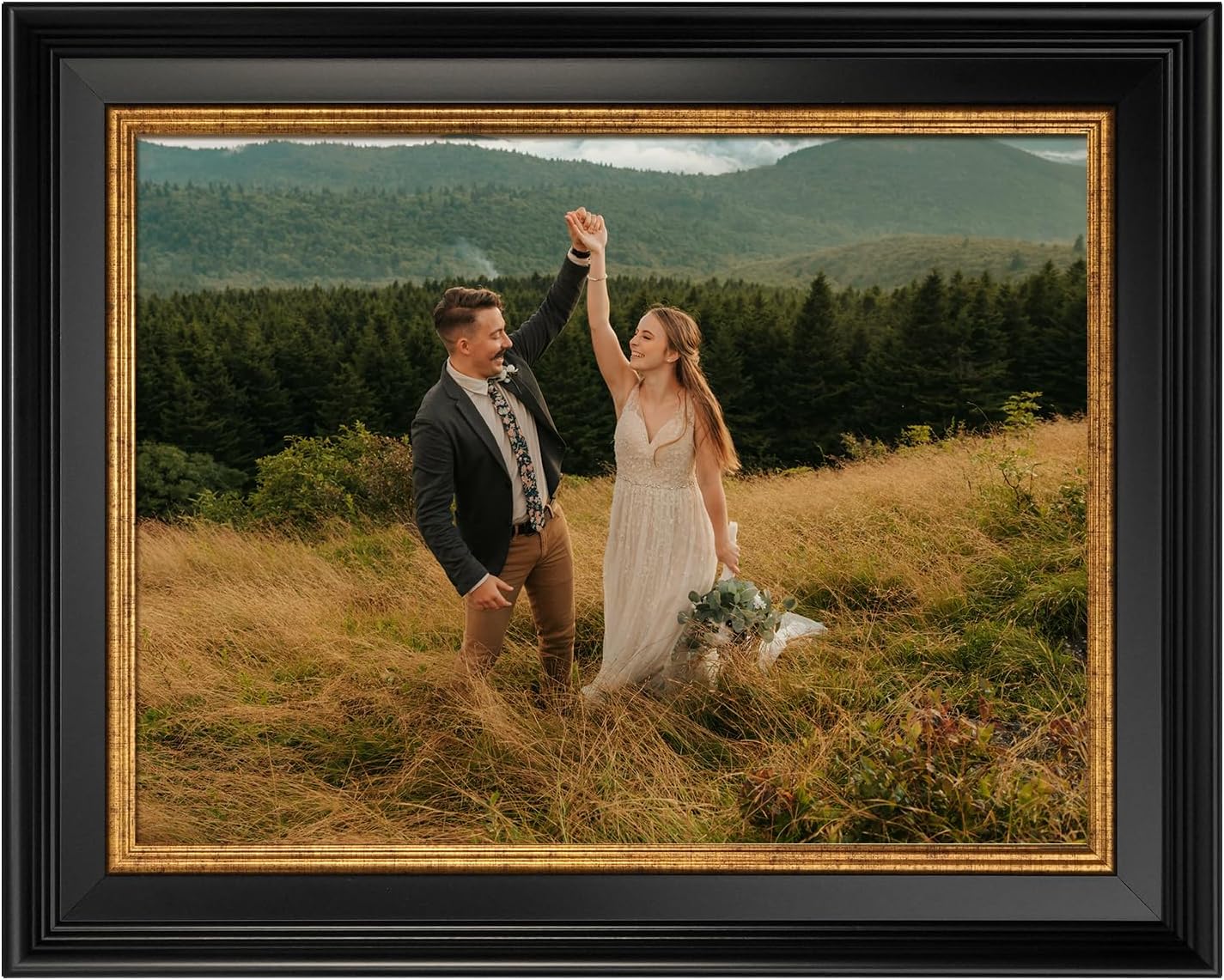 1.7" Wide Vintage Frame for 16x20 Rococo Abstract Paintings, Traditional Photo Frames for Art Lover Housewarming Birthday Wedding Grandparents Teacher Gift, No Cover & Back (Black Gold)