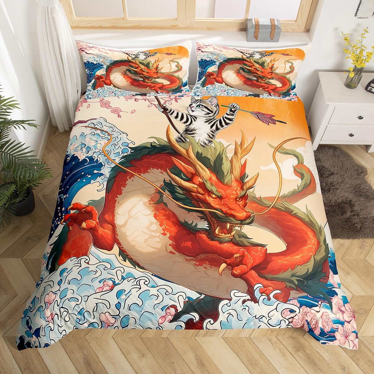 Homewish 100% Baumwolle Bettbezug 3D Drache Bettwä Produktbild-Vorschau 8
