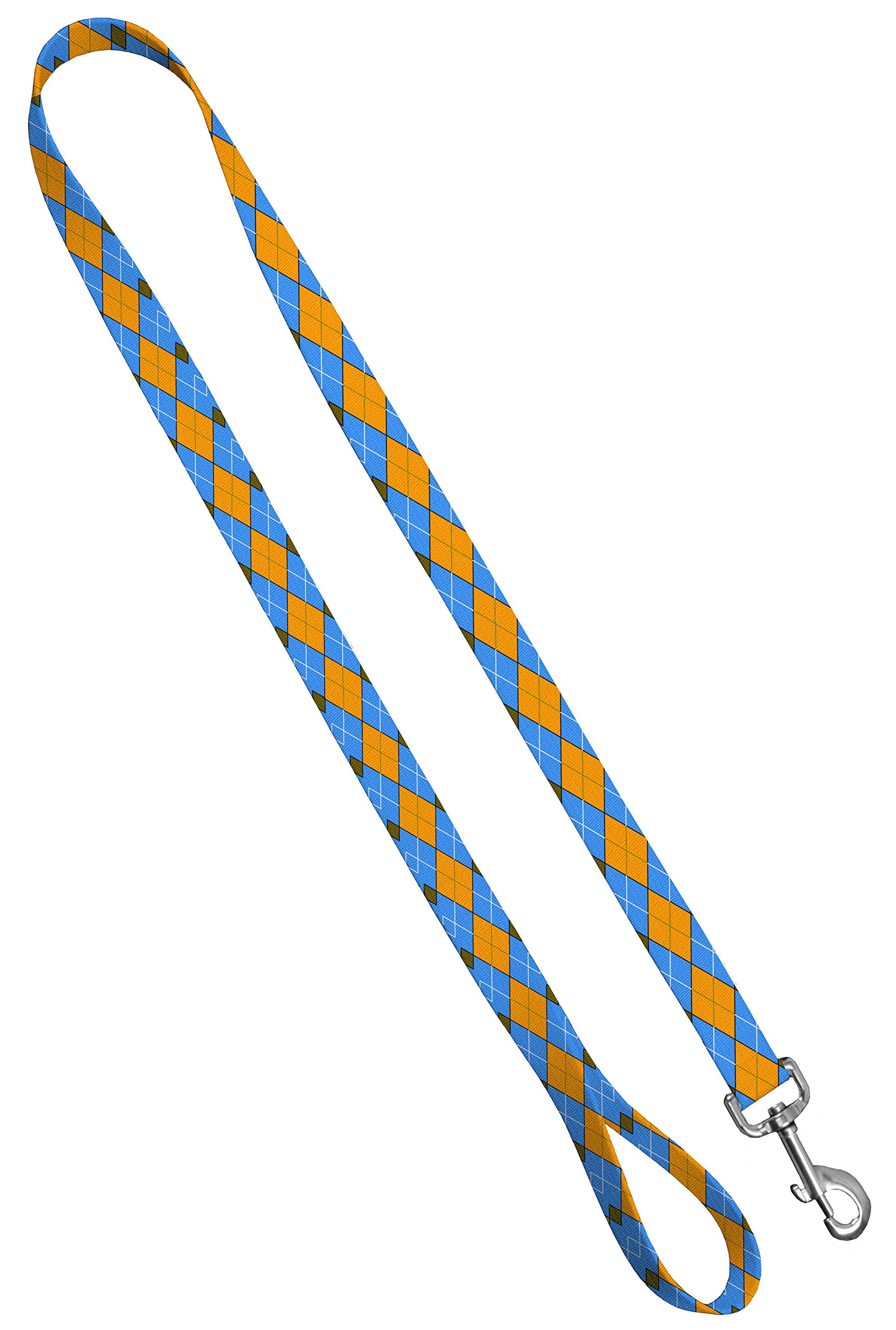 Moose Pet Wear Standard Leash 1" x 4', Argyle: Blue & Gold