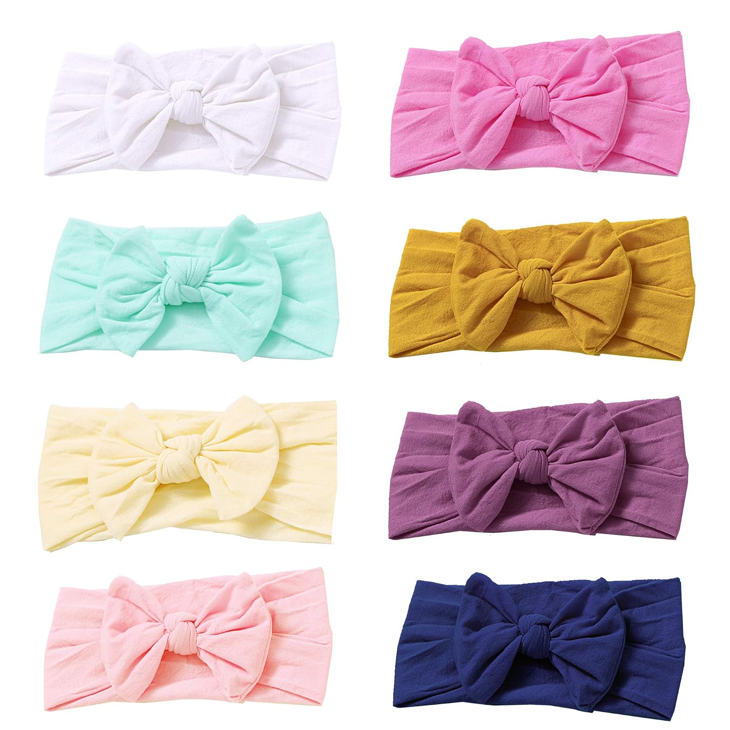 8 PCS Baby Nylon Headbands Hairbands Hair Bow Elastics for Baby Girls Newborn Infant Toddlers Kids