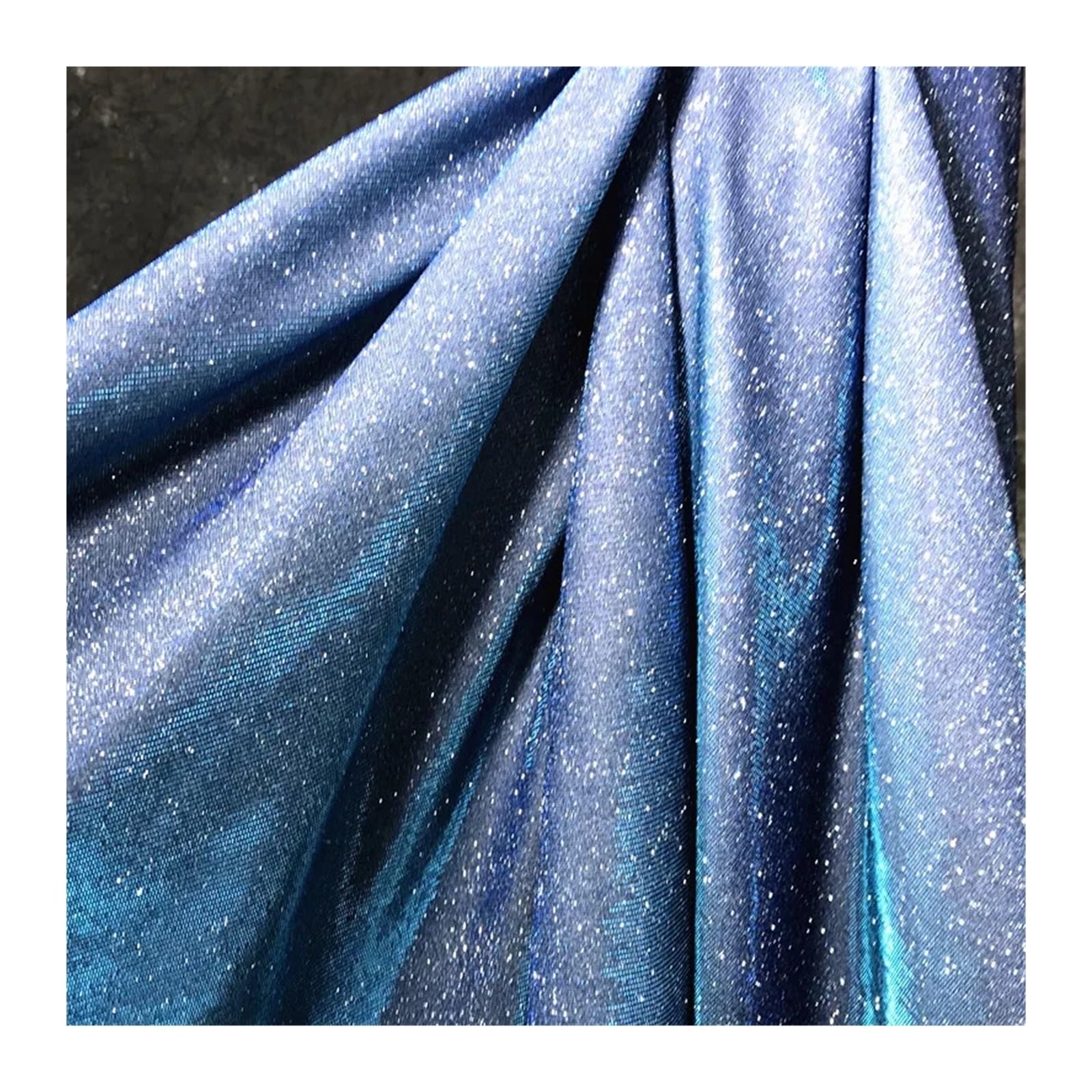 tkanina brokatowa, Modna tkanina jersey z brokatem wielokolorowa 50 cm x 145(Blue)