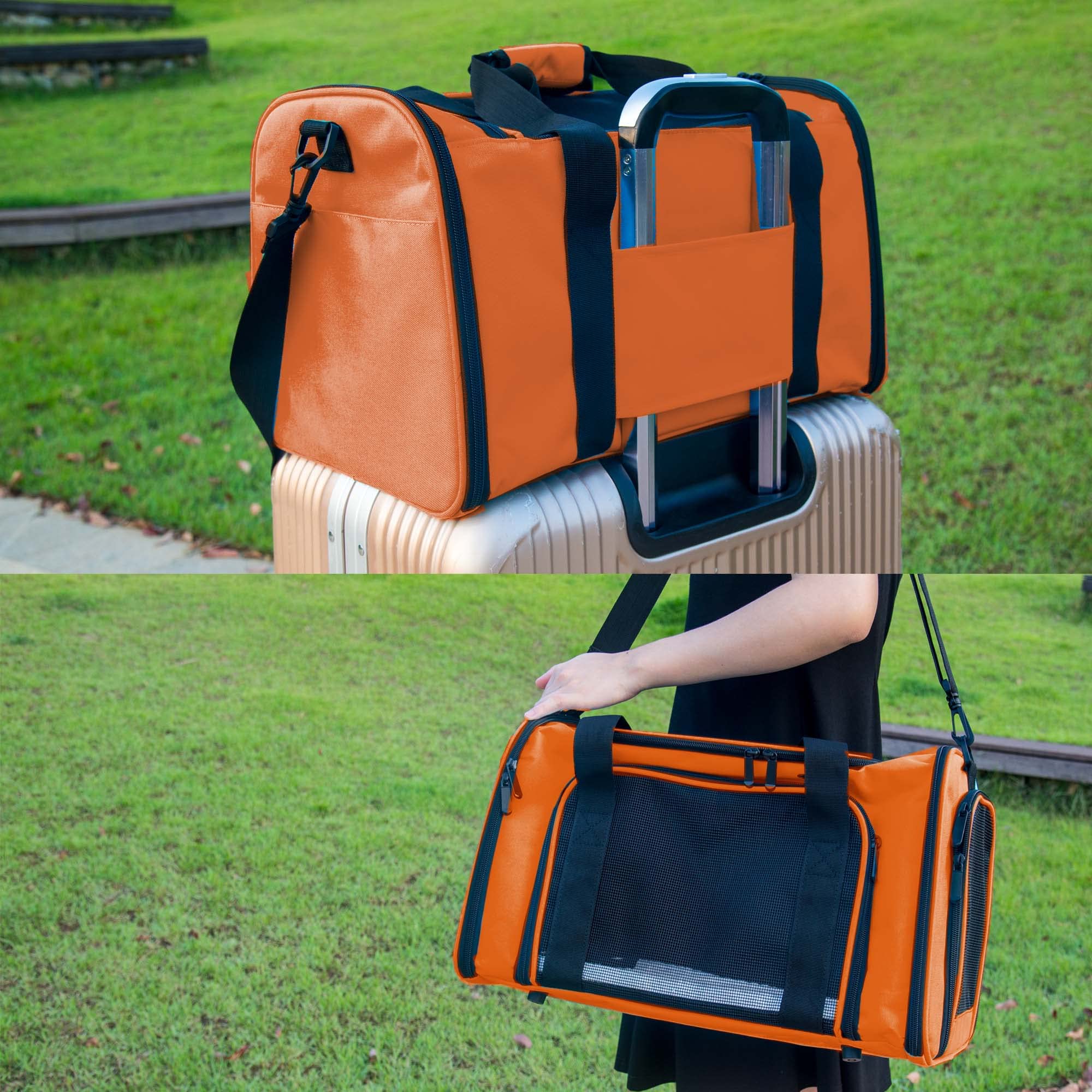 NextFri Soft Sided Carrier for Small Medium Cats Dogs,TSA Airline Approved Collapsible Travel Pet Carrier (Medium, Orange) - image 6