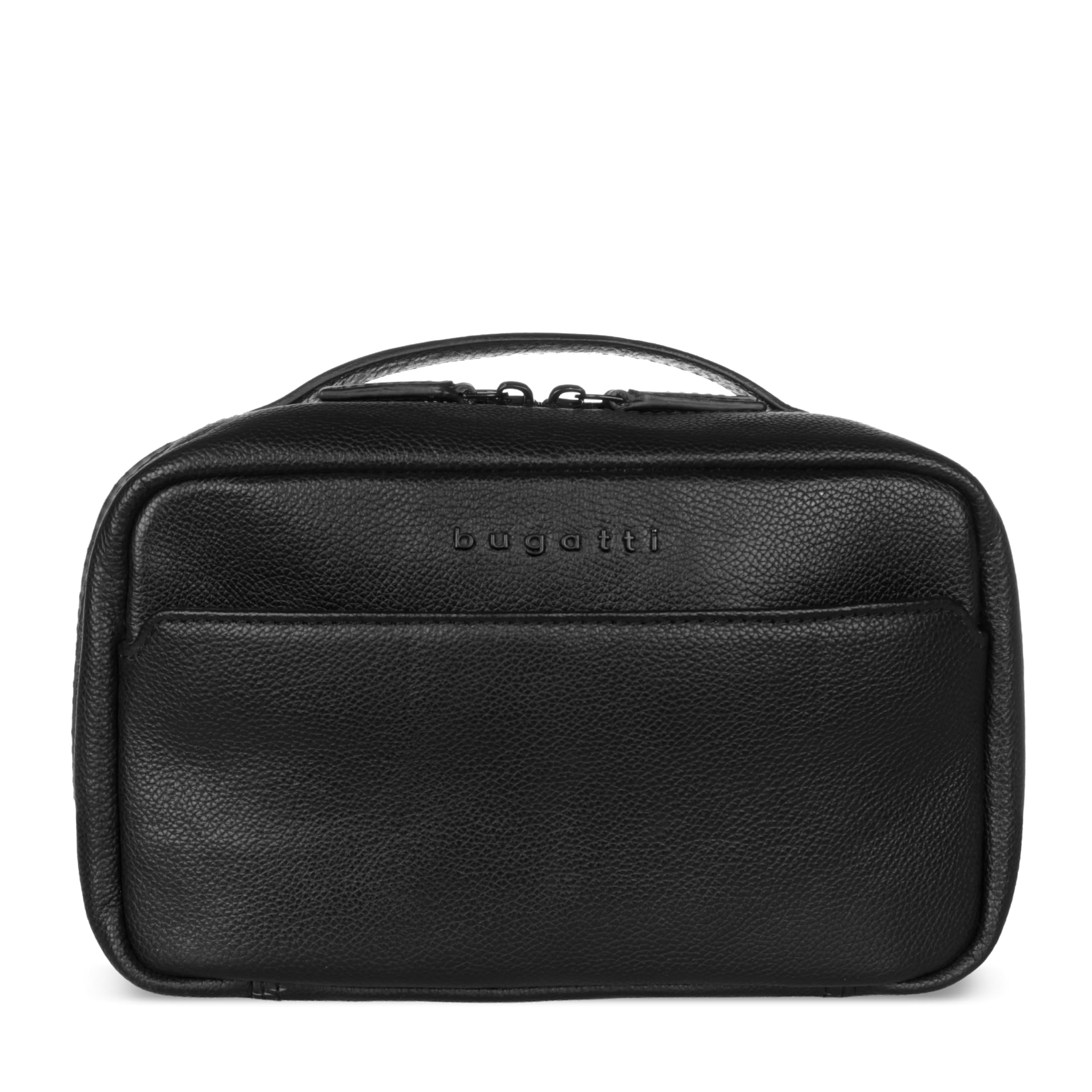 bugatti Black borsa da toilette in pelle – ideale per viaggi, vacanze e brevi soggiorni - Nera