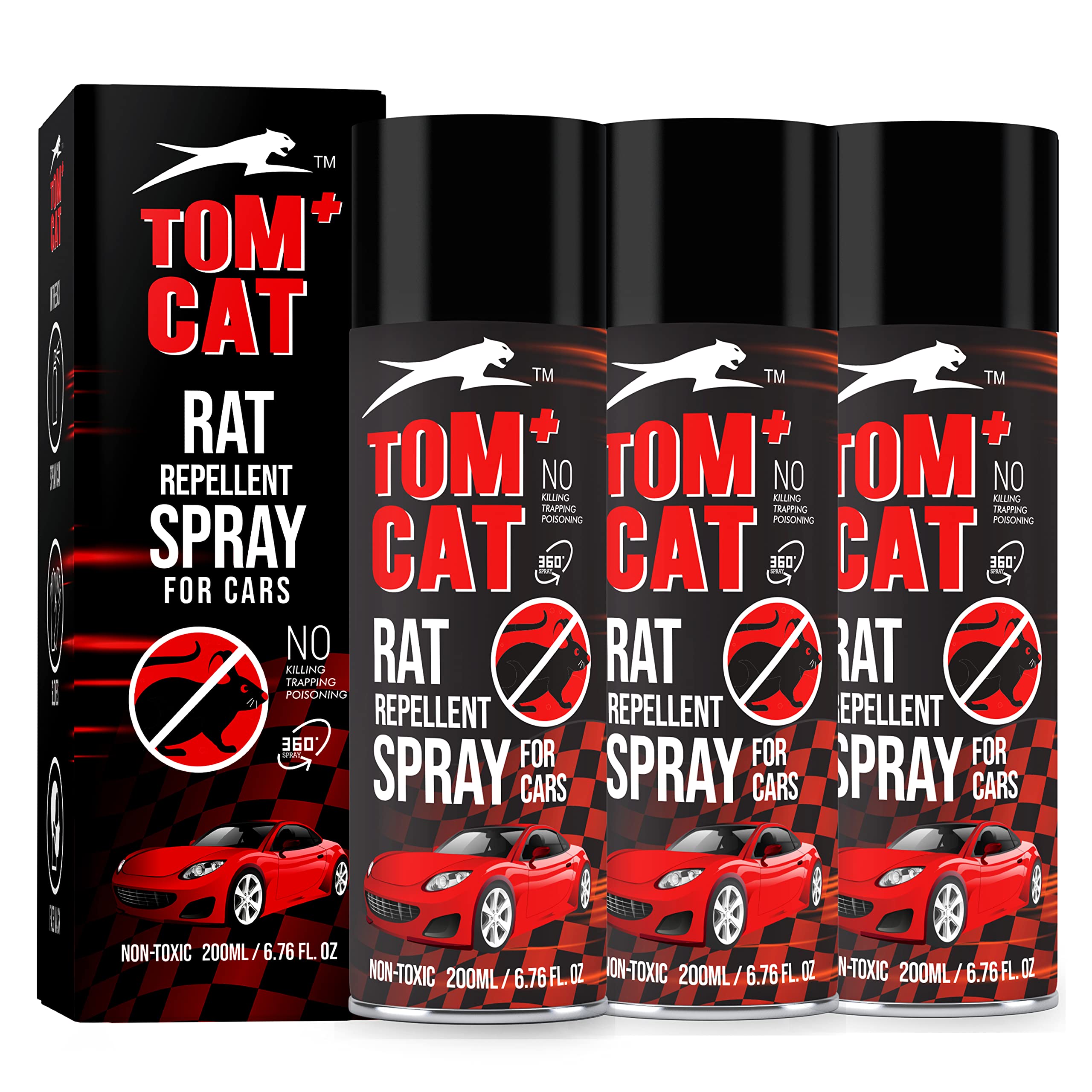 Shadow Securitronics Tom Cat Rat Repellent Spray for Car Highly Effective Last 1 Year Leak Free Repellent Easy to Spray Pack of 3| Formulated in Germany/France/USA/Australia/Canada - FORMULATION 3X