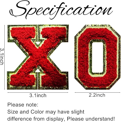 Miniatura 2 de 4 parches termoadhesivos para coser en letras, parches rojos XOXO para suministros de decoración de San Valentín (XOXO, rojo)