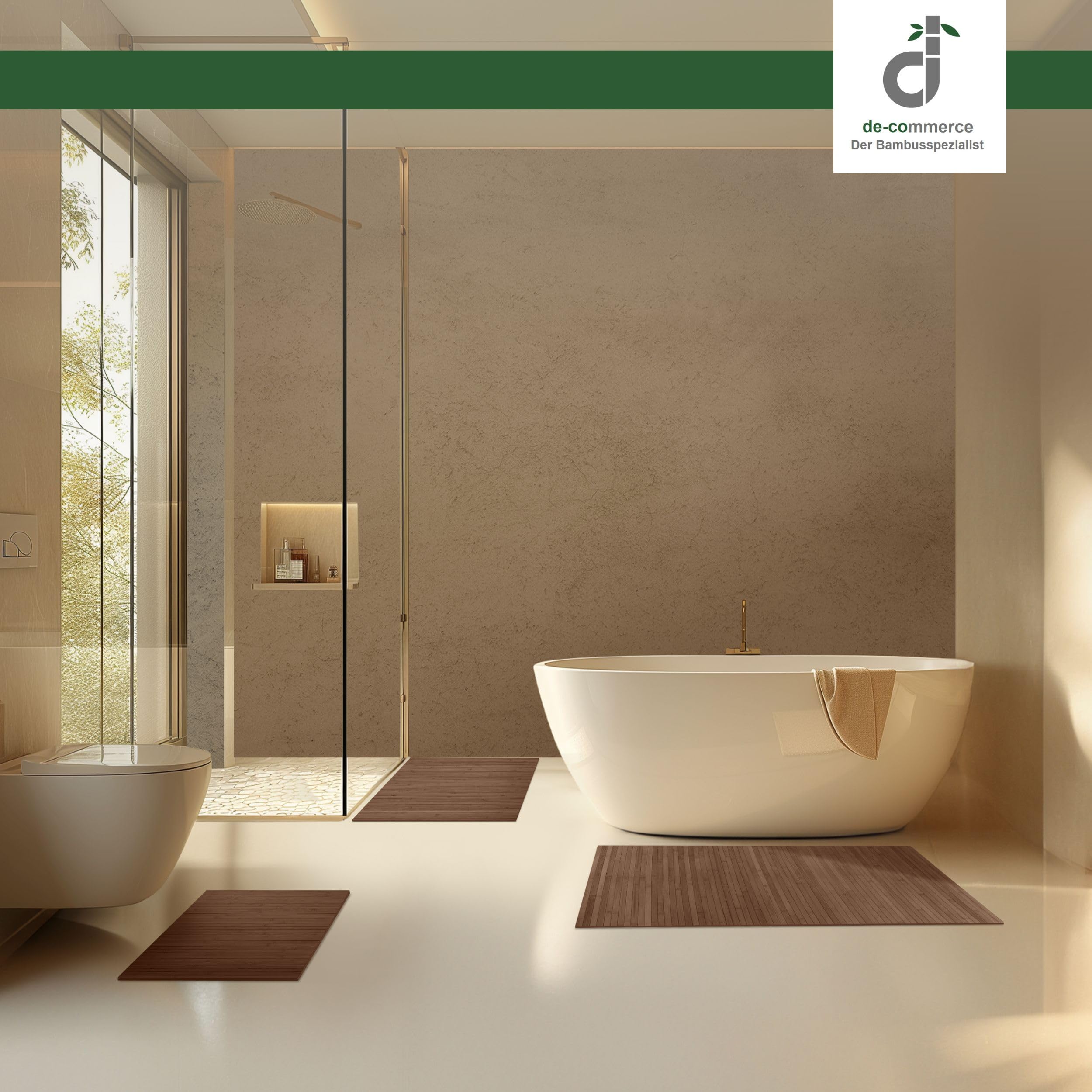 Amazon.de: DE-COmmerce Badteppich aus Bambus Lines Taupe 70 x 120 cm  Badematte Badvorleger Duschmatte rutschhemmend