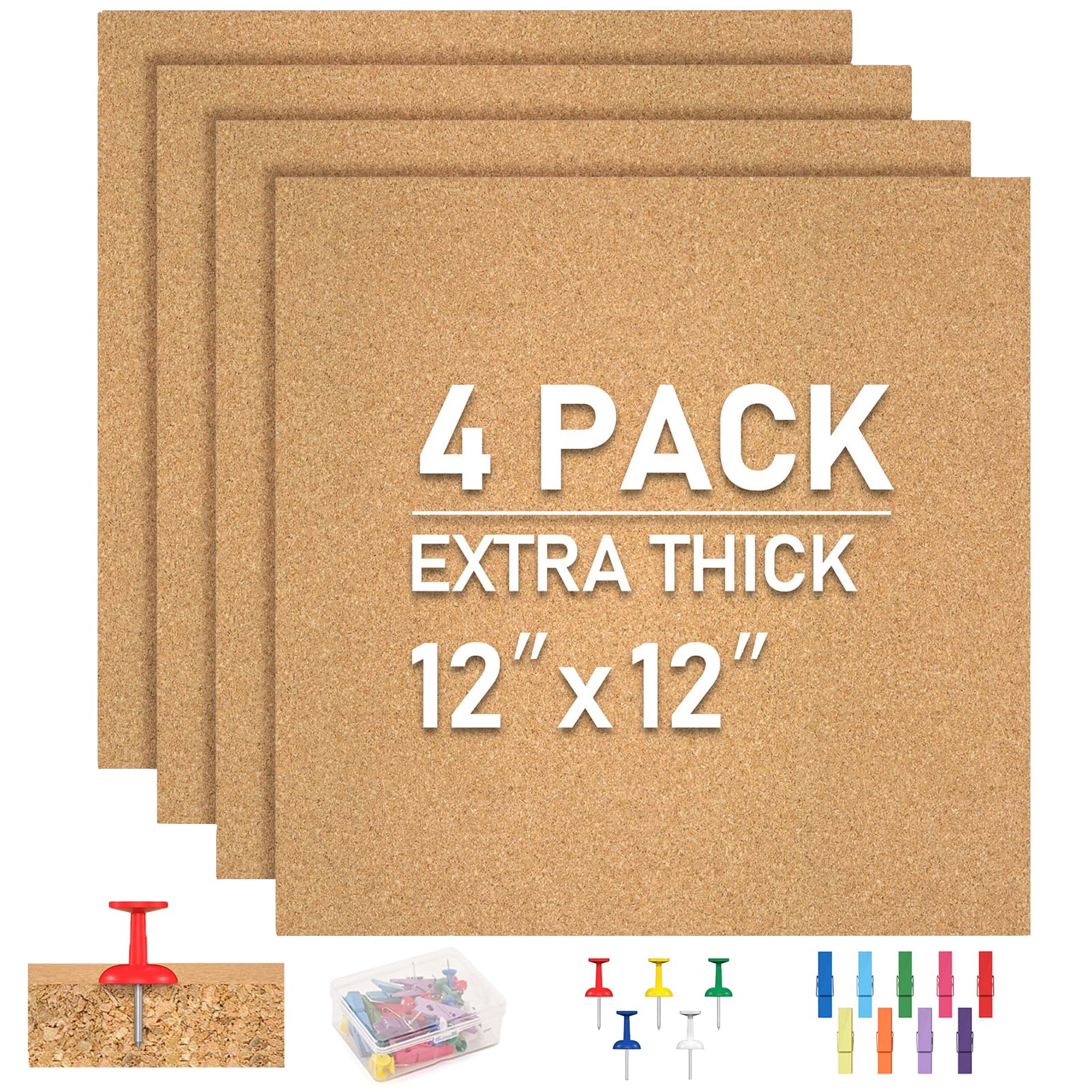 Facilife Cork Board Tiles - 4 Packs