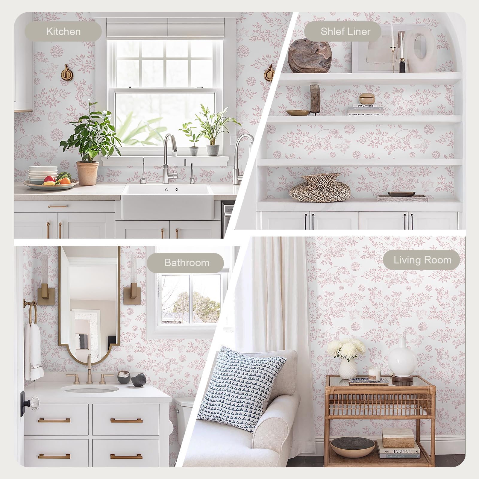 Snapklik.com : Boho Peel And Stick Wallpaper Pink Floral Contact Paper ...