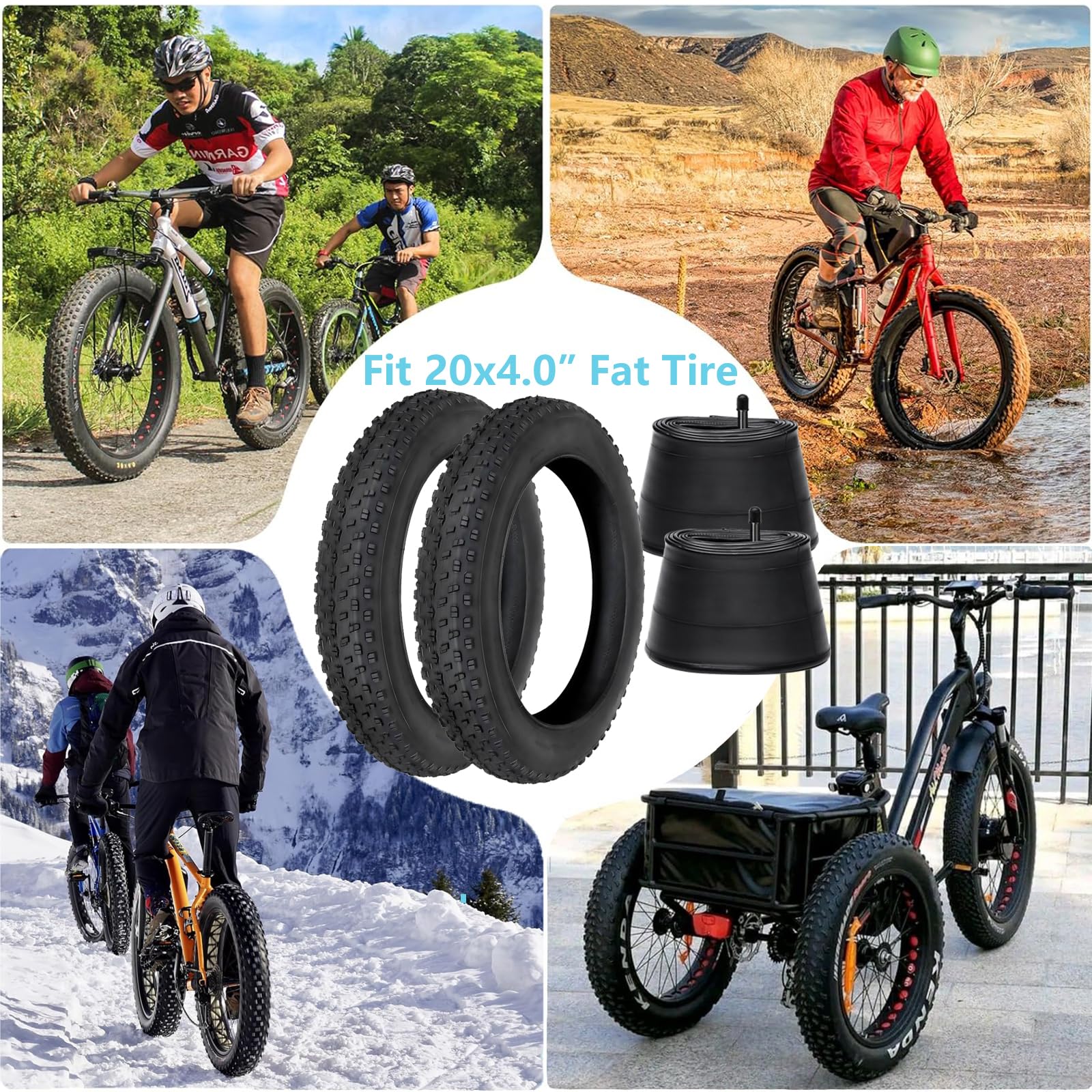 20 Zoll Fat Bike Reifen Set - 20x4.0 Fat Reifen für Hochleistungs- und geländegängiger Ersatzreifen für MTB-Fahrräder und E-Bikes für Straßen- oder Trailfahrten 2er-Pack