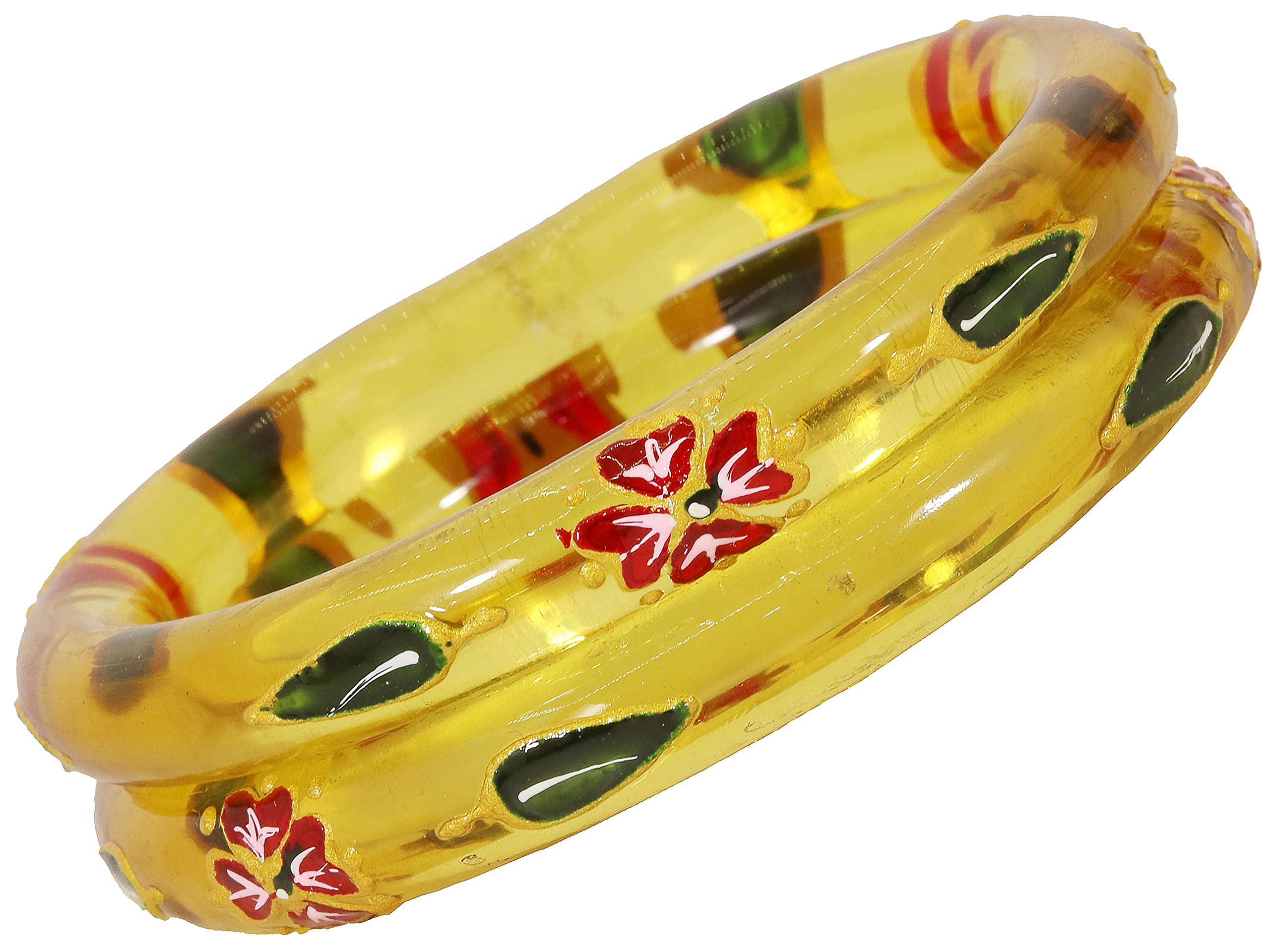 NMII Glass with Flowers and Leaf Printed Sleek Design Kada Set For Women and Girls, (Yellow_2.4 Inches), Pack of 2 Kada (B0C412JMND) Amazon Price History, Amazon Price Tracker